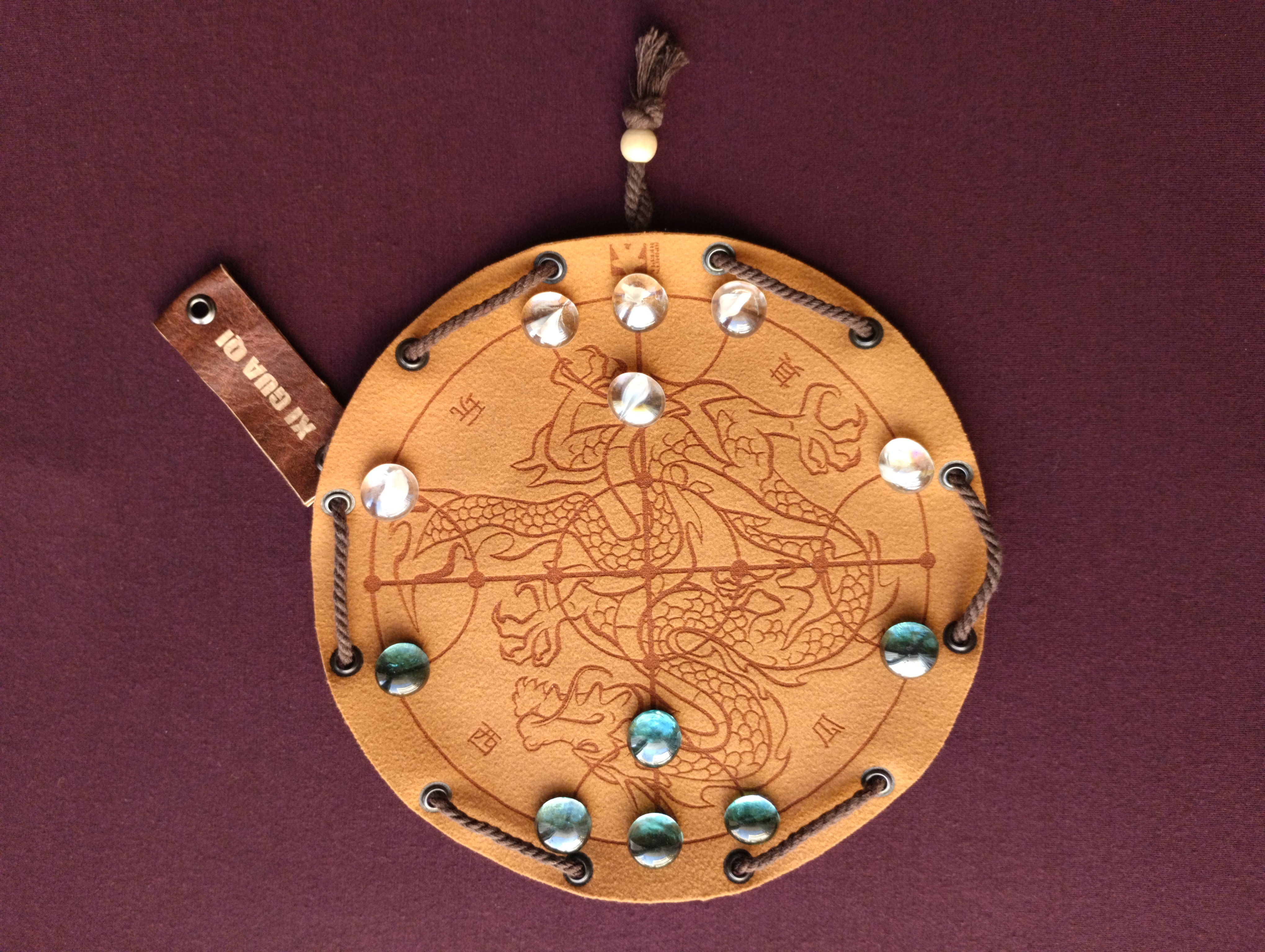 Xi Gua Qi Watermelon chess chinese ancient historic board game in faux leather pouch, 22.5cm, 8.85inches diameter