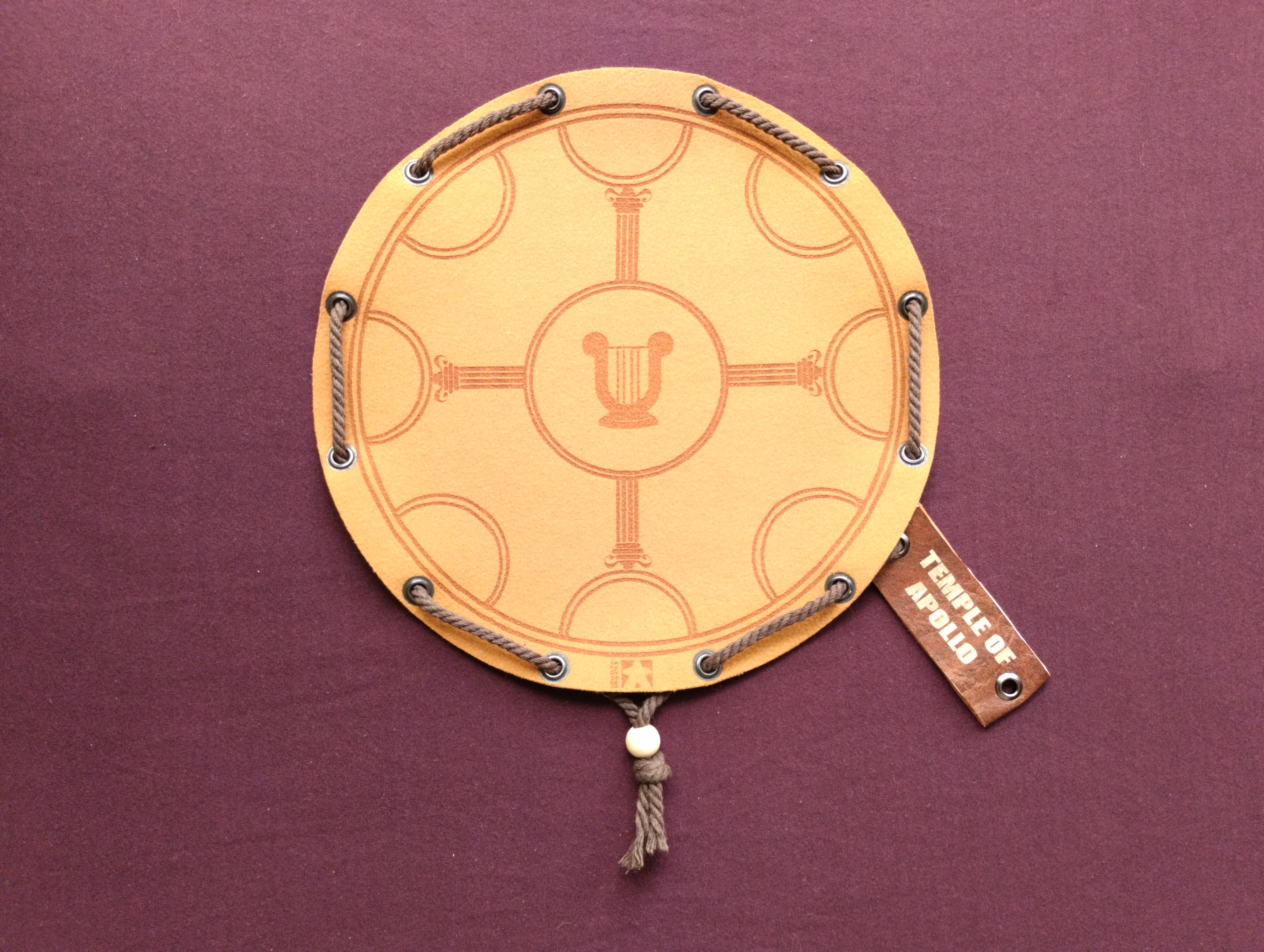 Temple of Apollo - bear hunt ancient greek historic board game in faux leather pouch, 22.5cm / 8.85 inches diameter