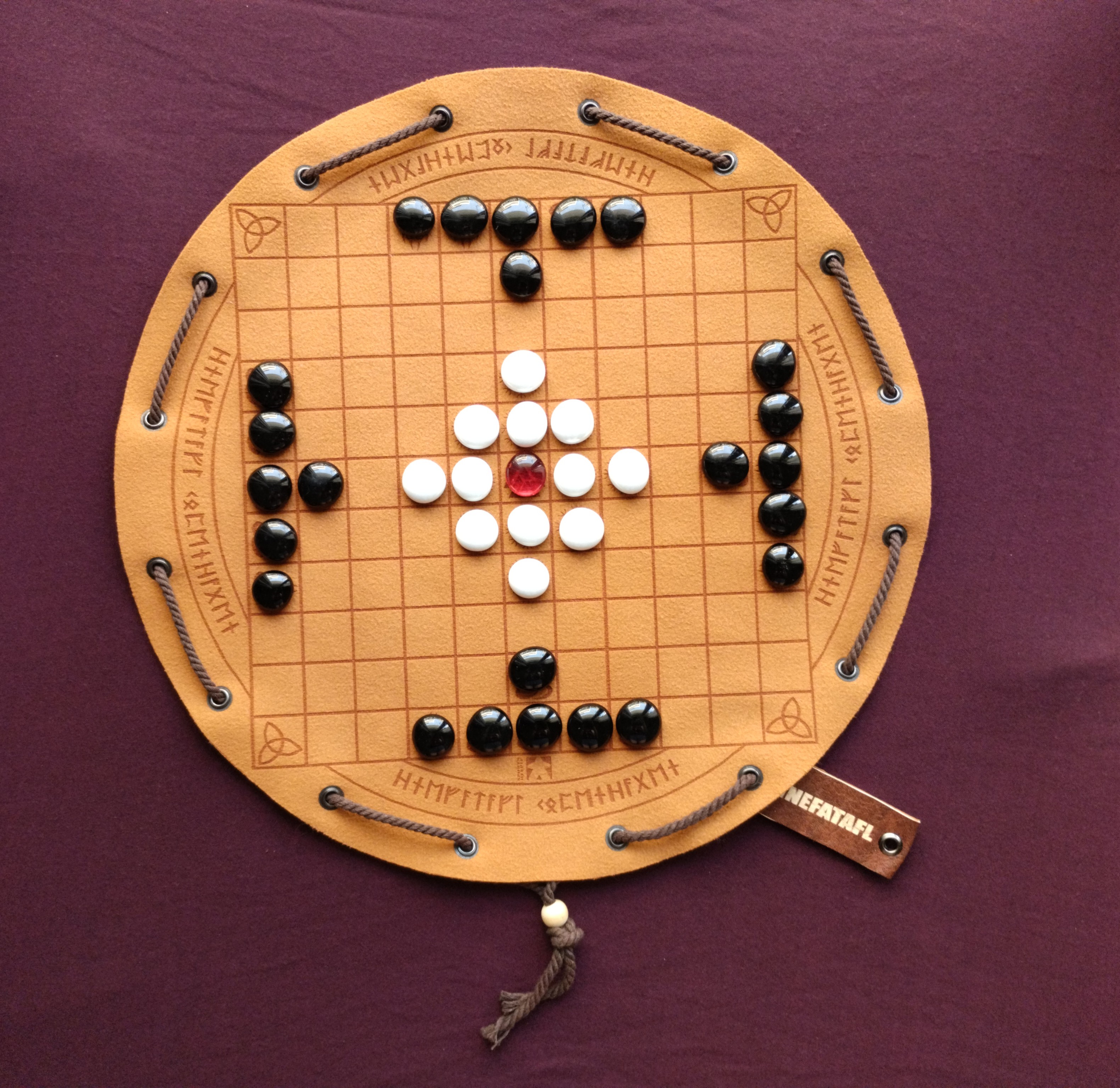 Hnefatafl Copenhagen - Viking Chess - ancient historical board game in faux leather pouch, 35cm / 13.78 inches diameter
