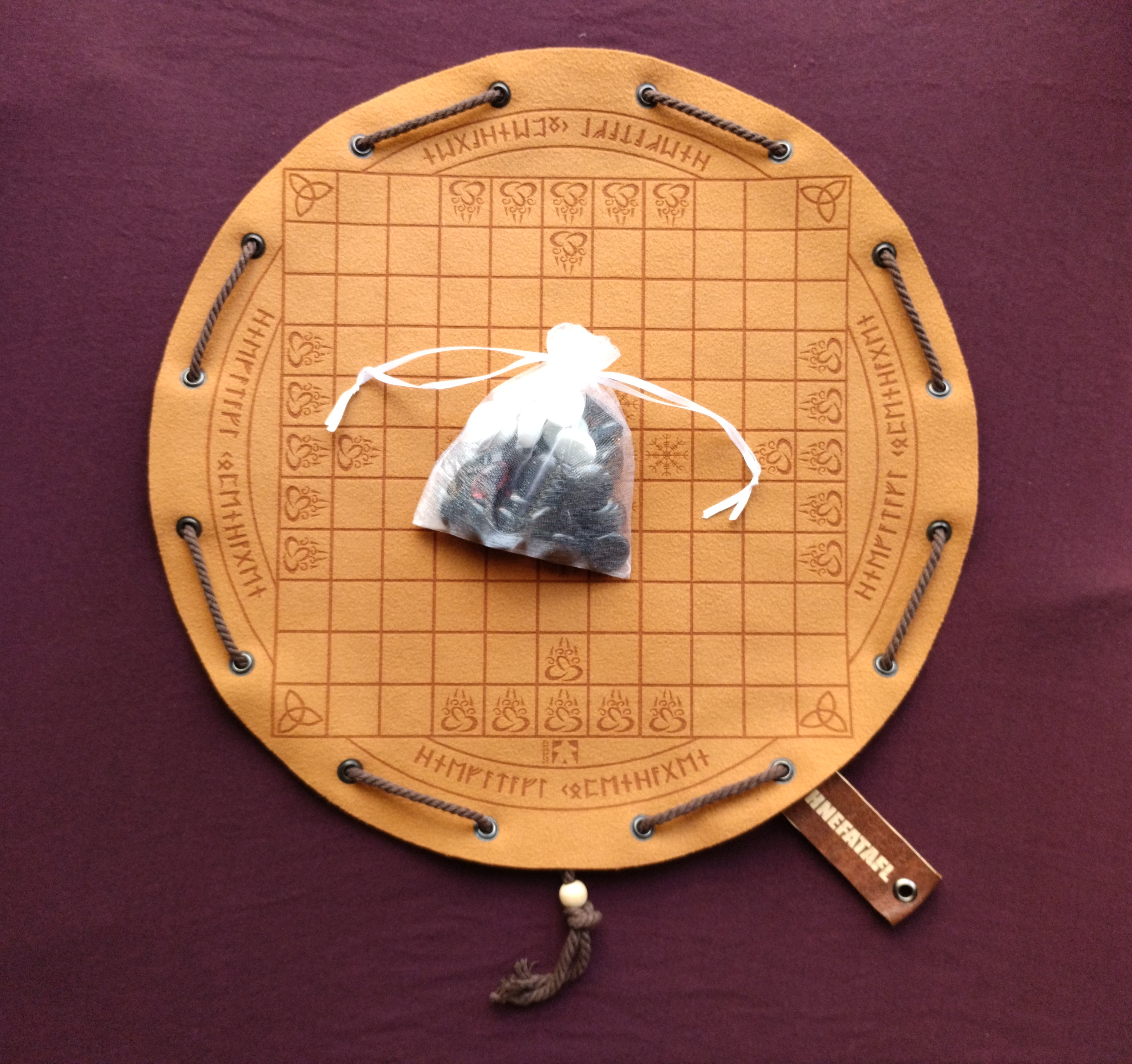 Hnefatafl Copenhagen - Viking Chess - ancient historical board game in faux leather pouch, 35cm / 13.78 inches diameter