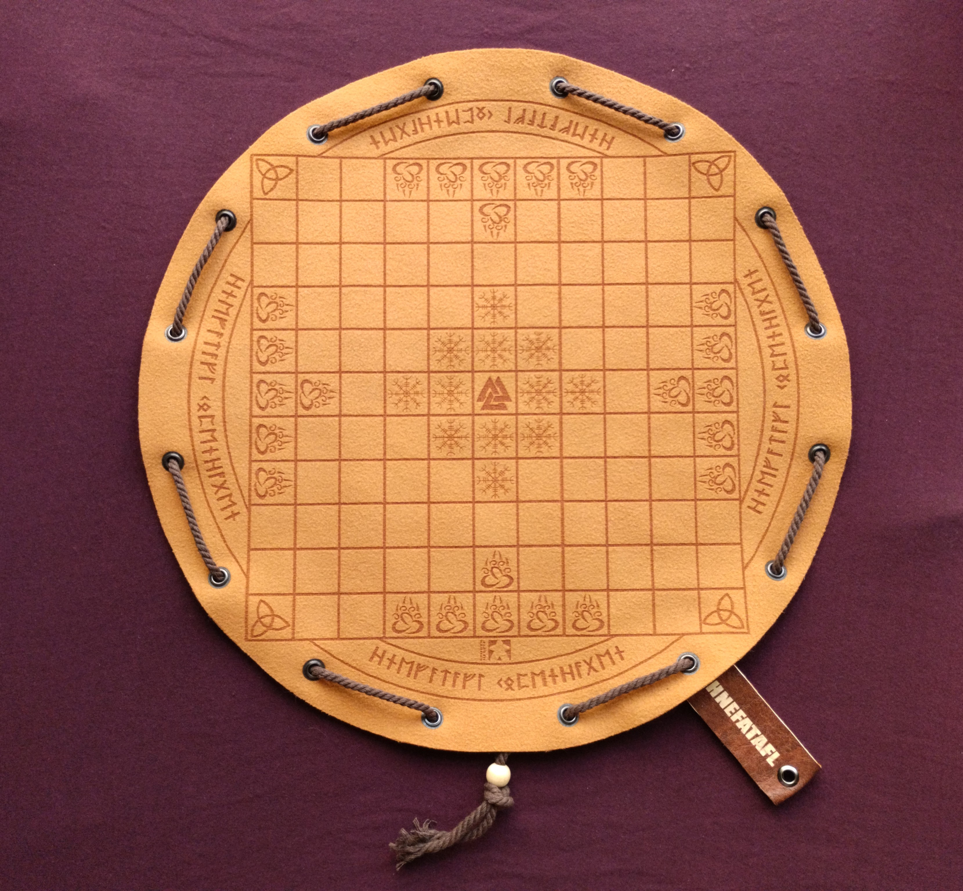 Hnefatafl Copenhagen - Viking Chess - ancient historical board game in faux leather pouch, 35cm / 13.78 inches diameter