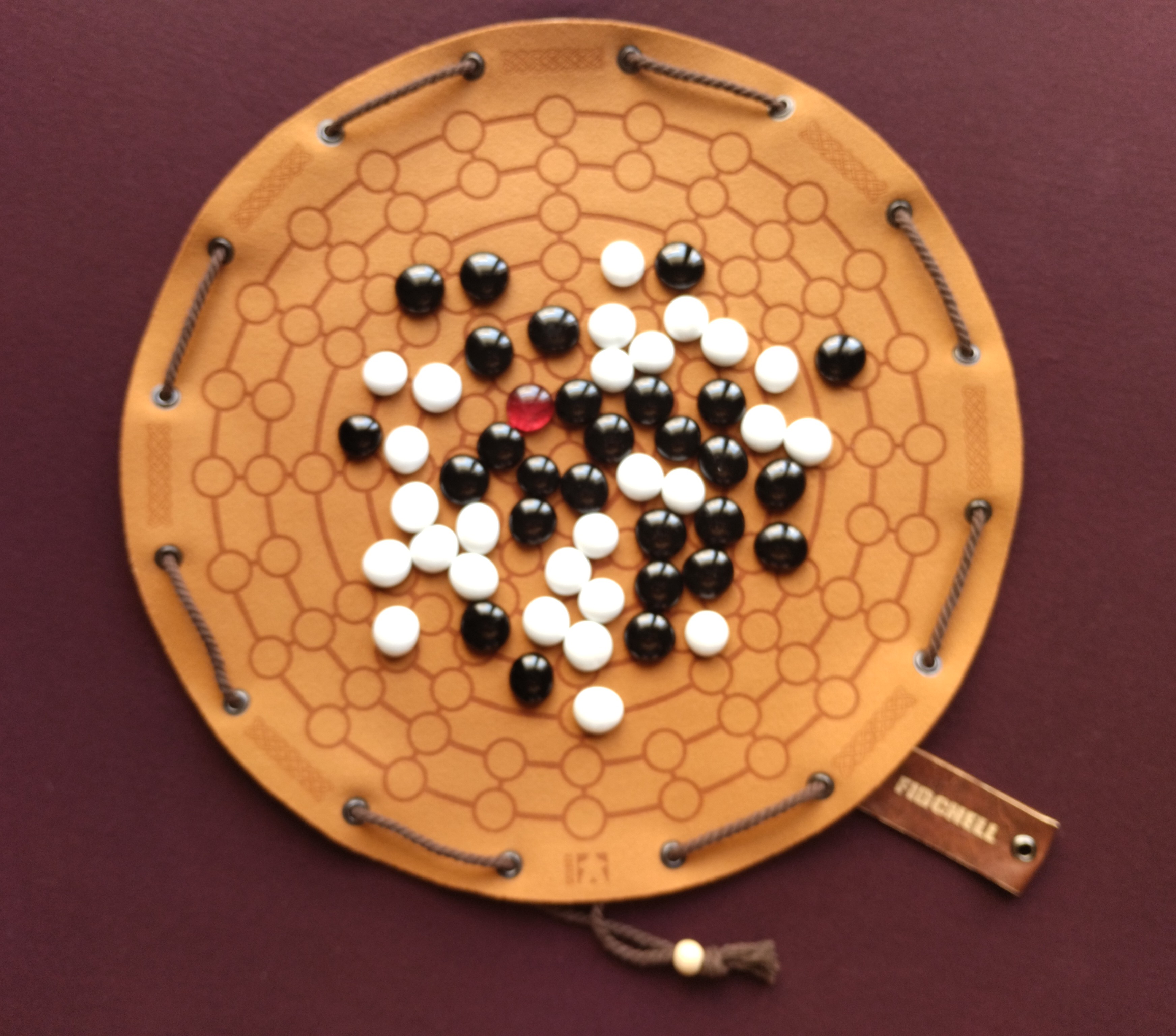 Fidchell - ancient Celtic board game in faux leather pouch, 35cm / 13.78 inches diameter