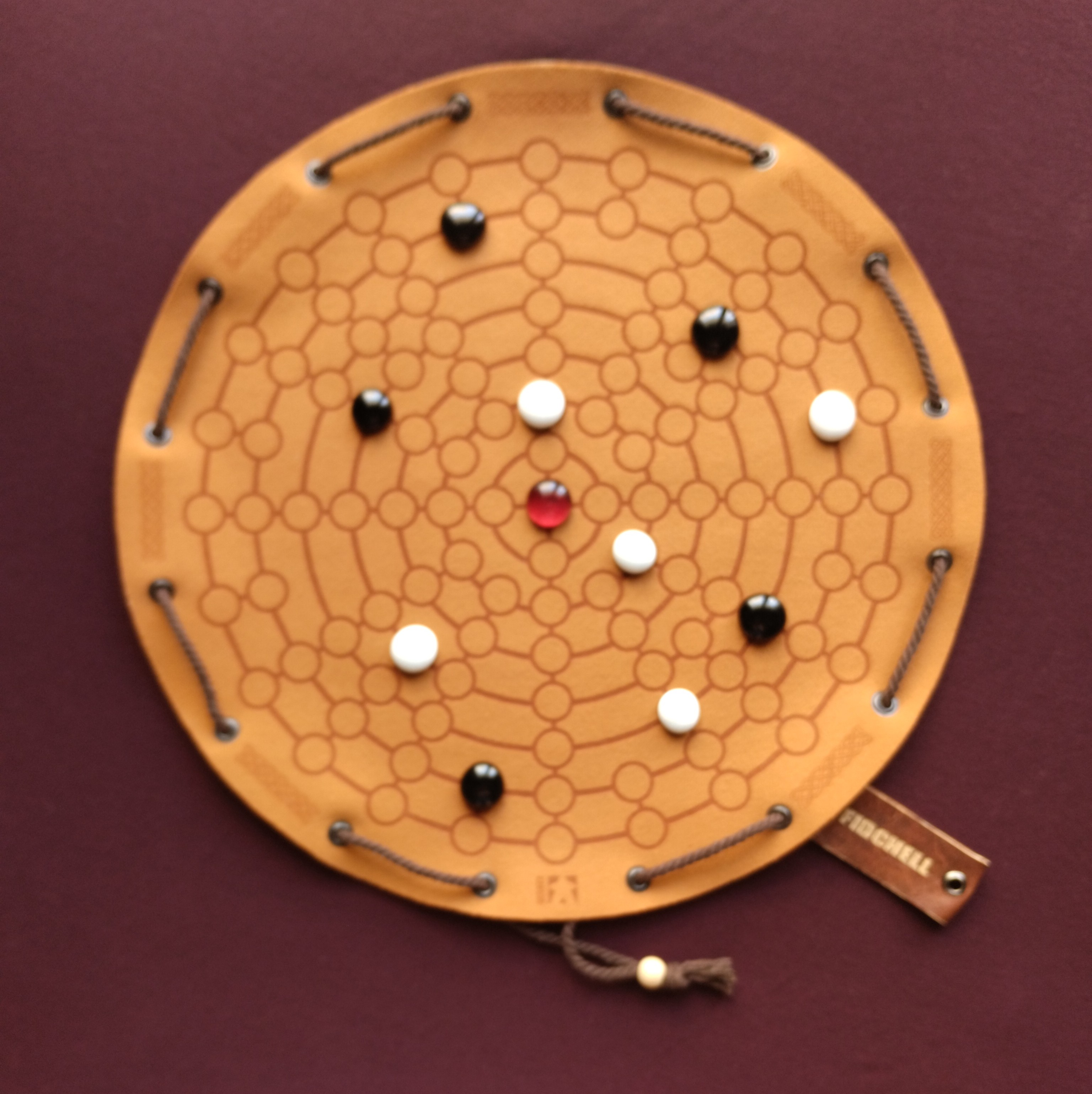 Fidchell - ancient Celtic board game in faux leather pouch, 35cm / 13.78 inches diameter