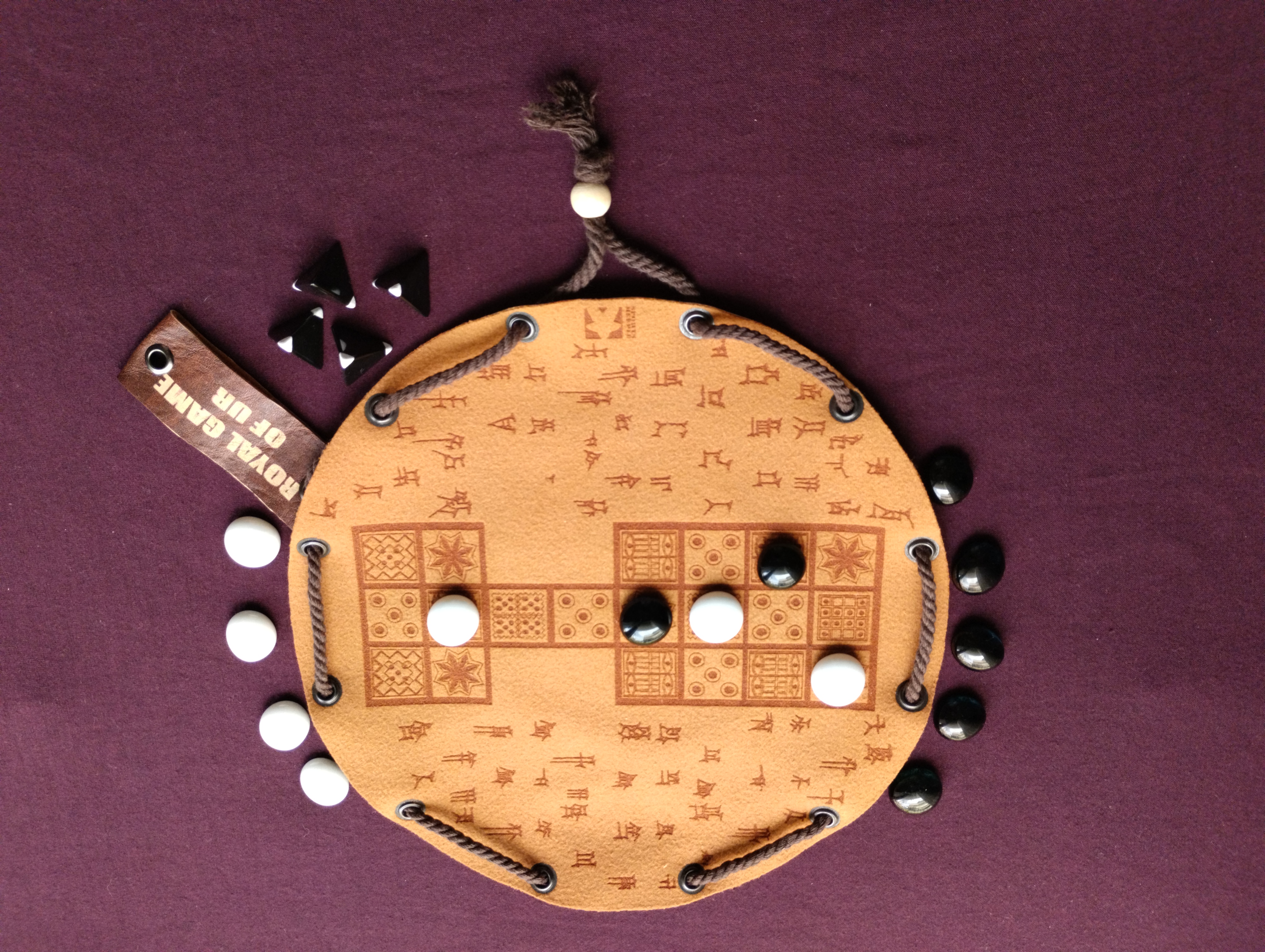 Royal Game of Ur: Ancient Mesopotamian Board Game in Faux Leather Pouch