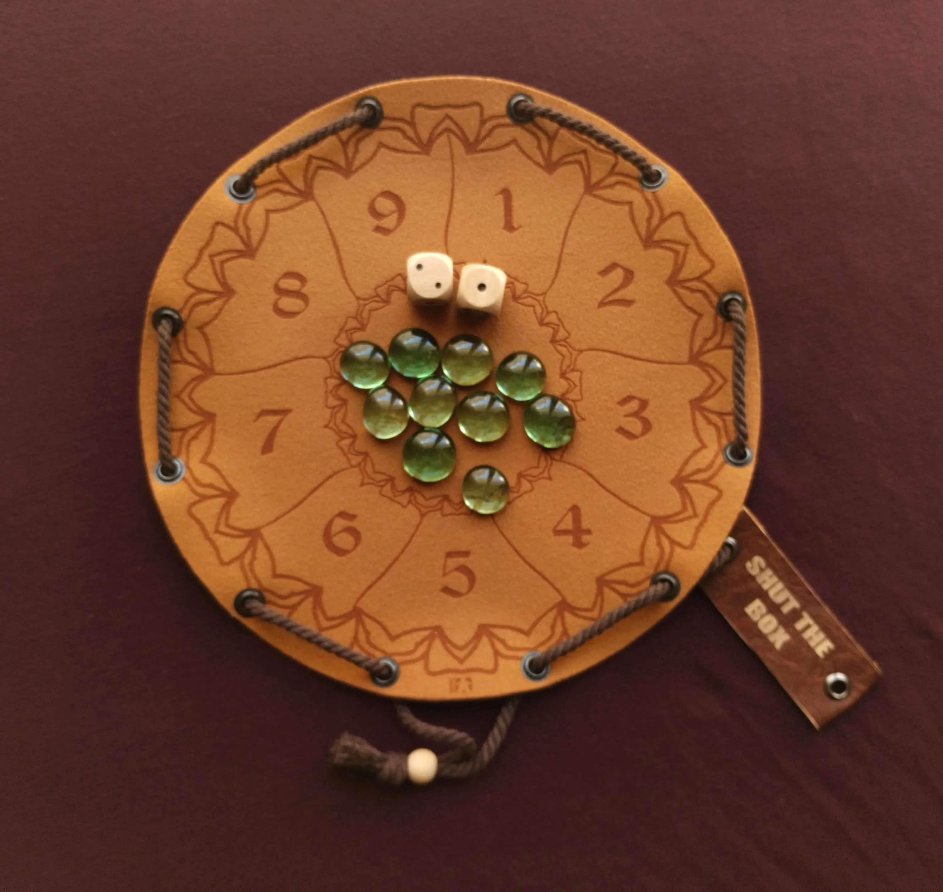 Shut the Box Traditional Board Game in Faux Leather Pouch