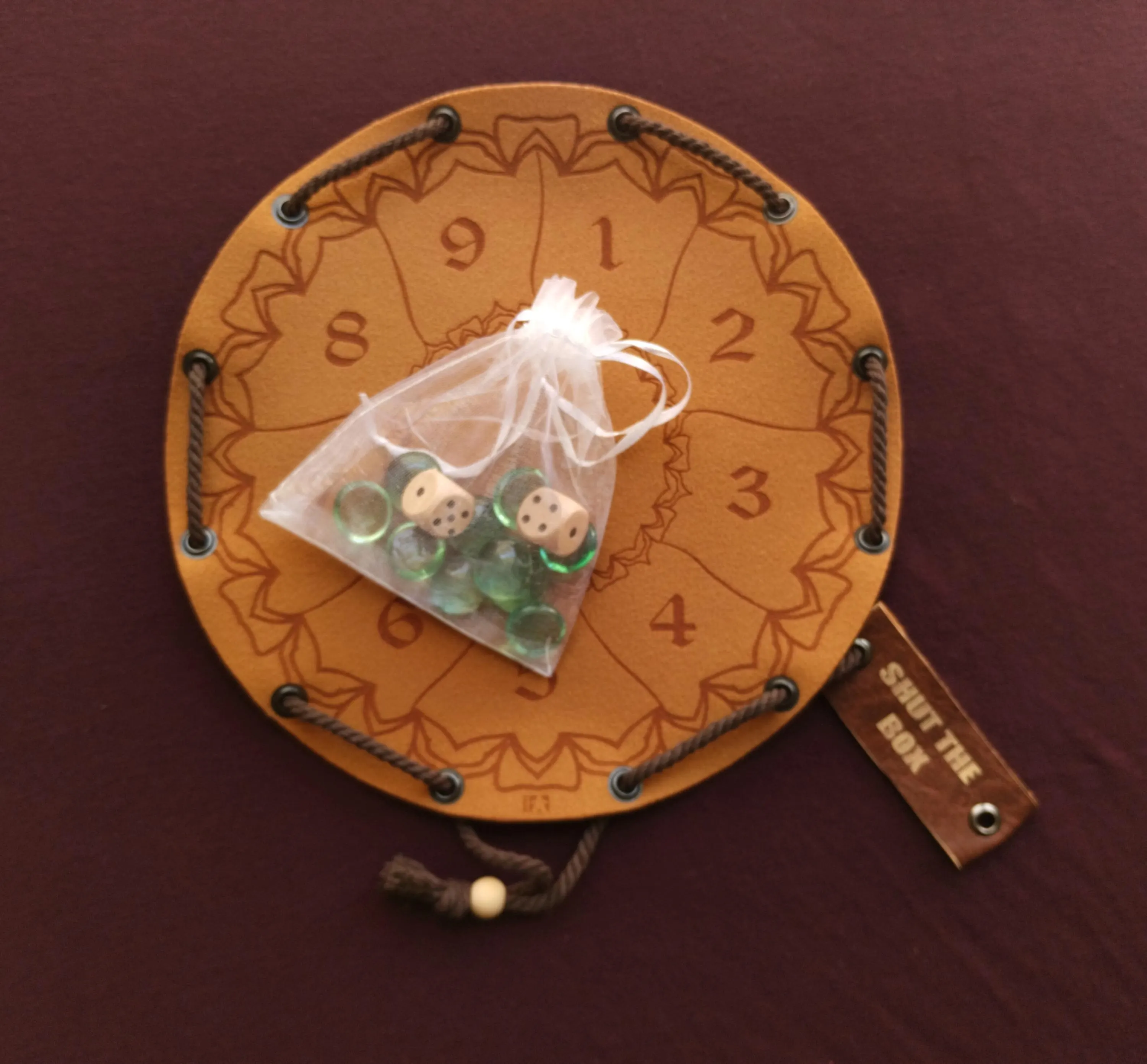 Shut the Box Traditional Board Game in Faux Leather Pouch