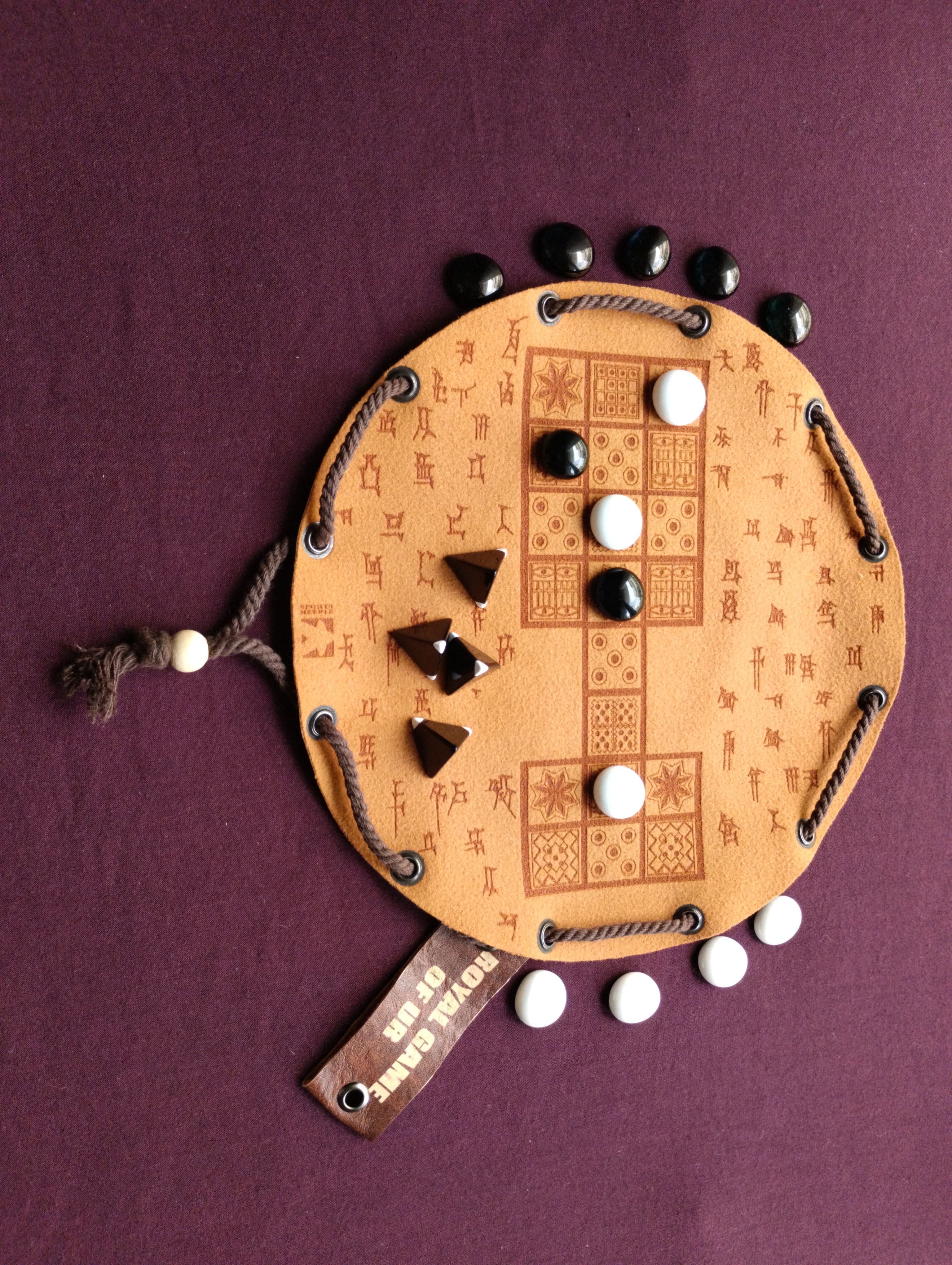 Royal Game of Ur: Ancient Mesopotamian Board Game in Faux Leather Pouch