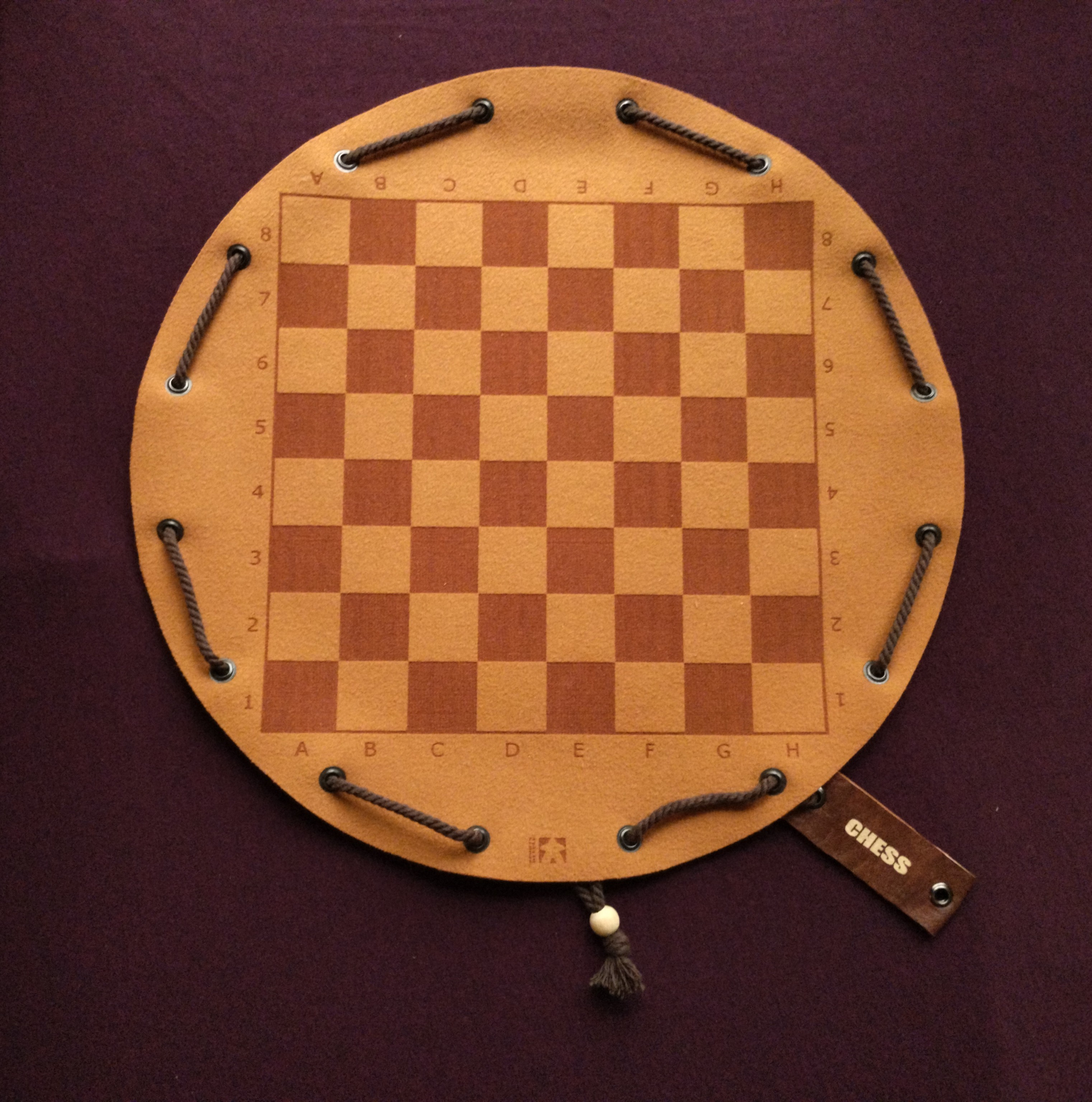 Chess traditional historical board game in faux leather pouch, 35cm, 13.78 inches diameter