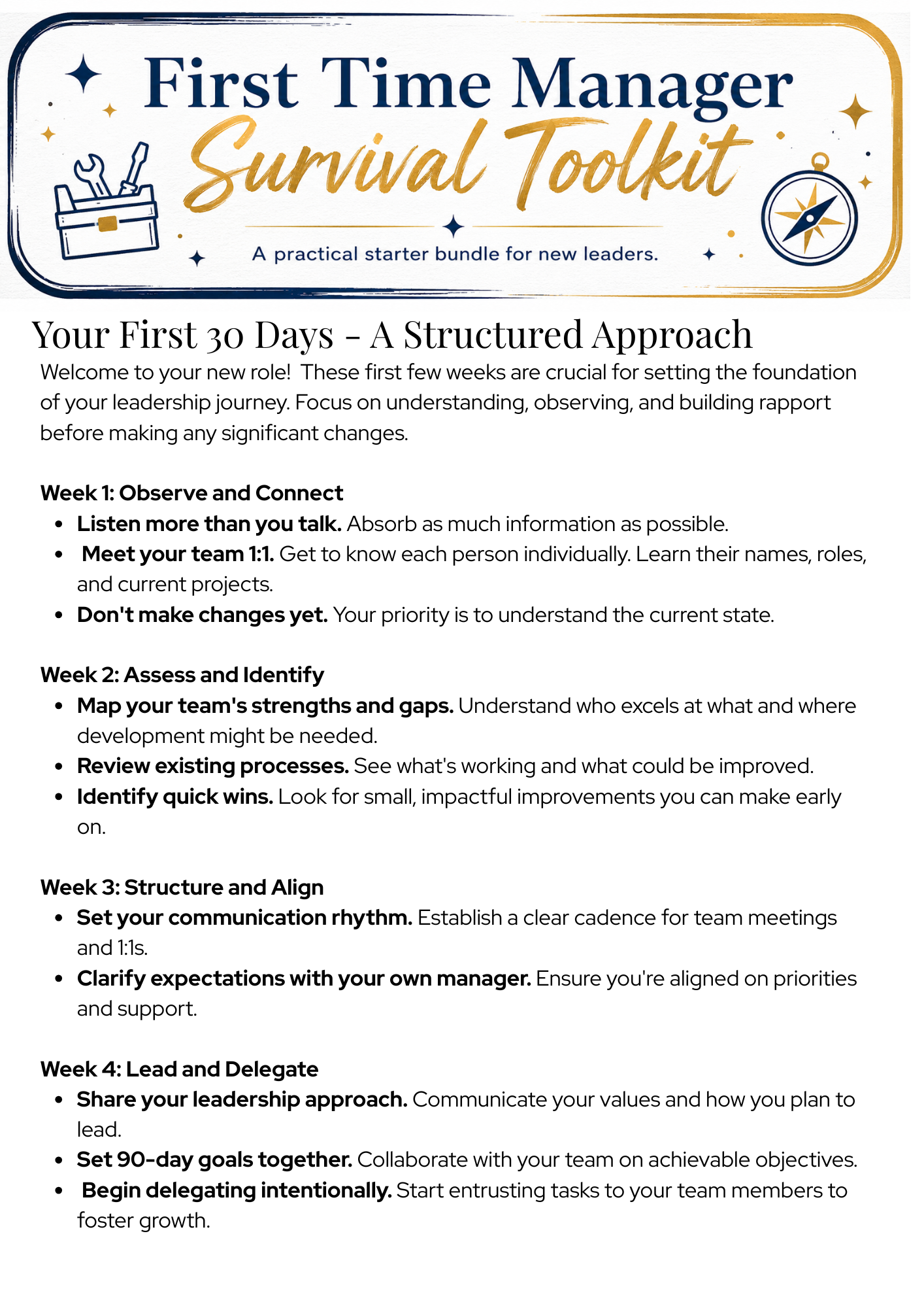 First Time Manager Survival Toolkit