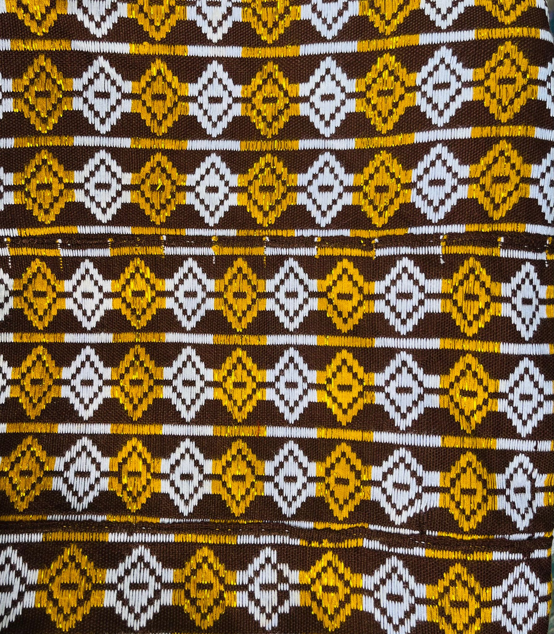 Gold, brown and white diamond kente