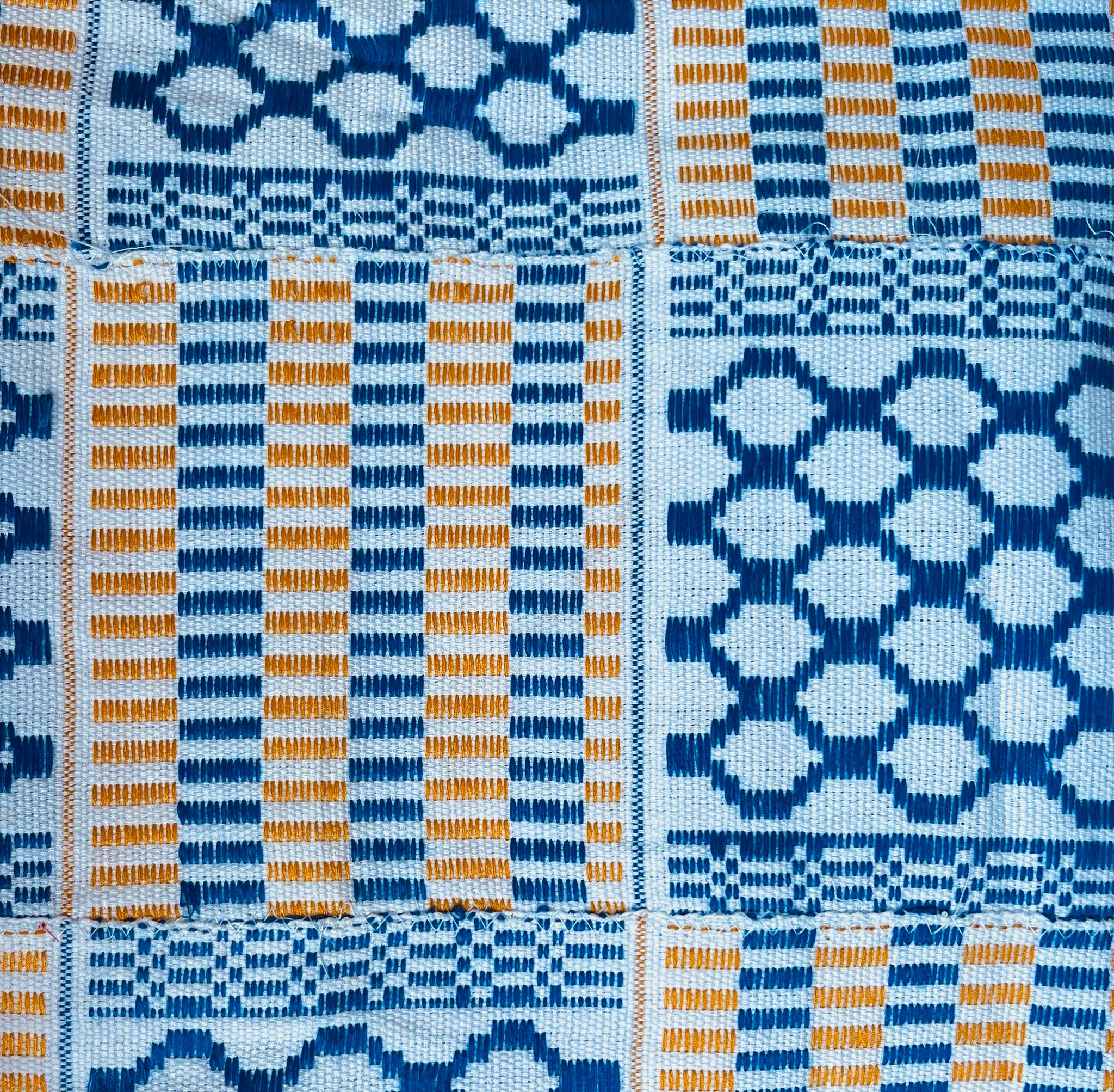 Blue, white and gold kente