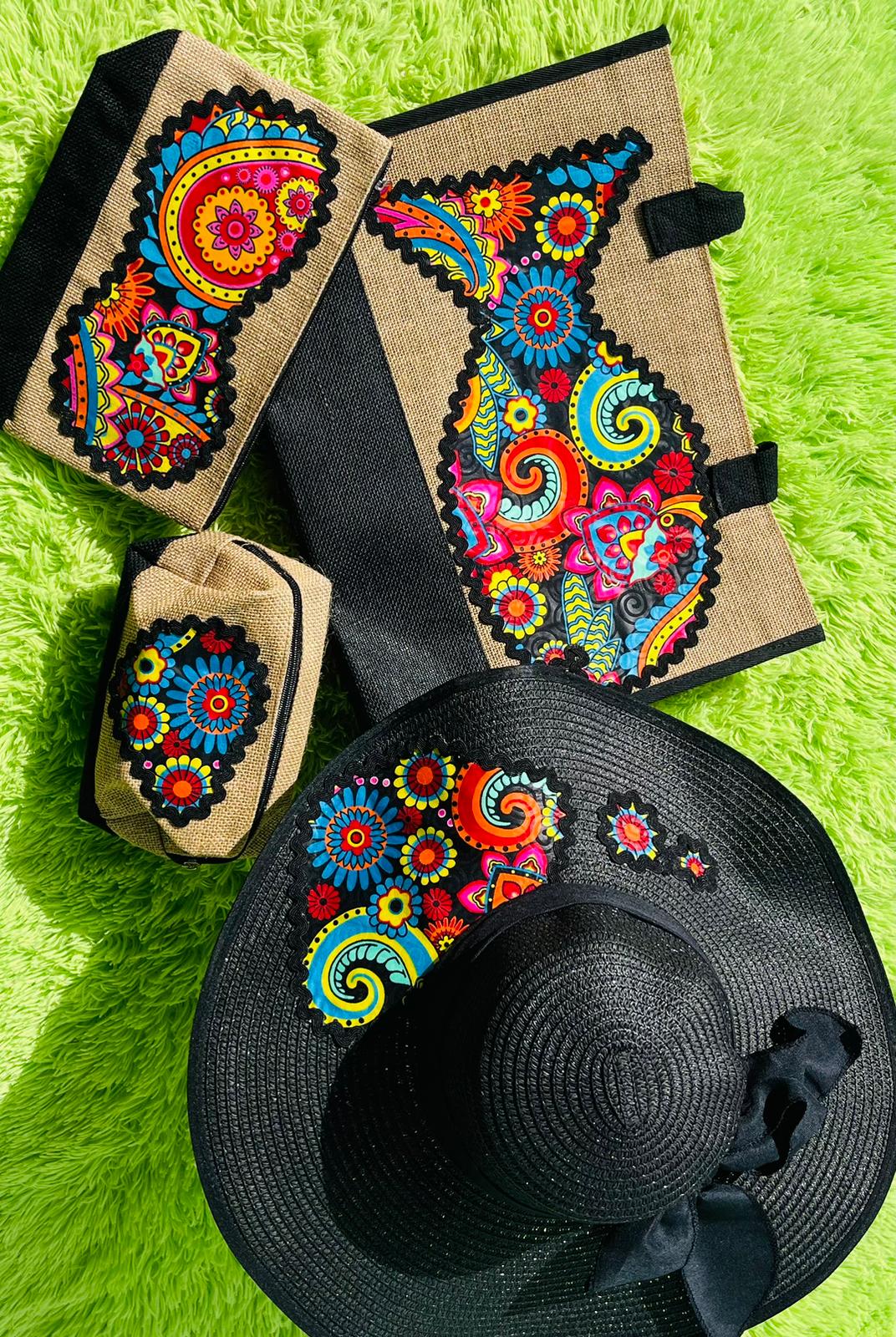 Black Festival Print Hat