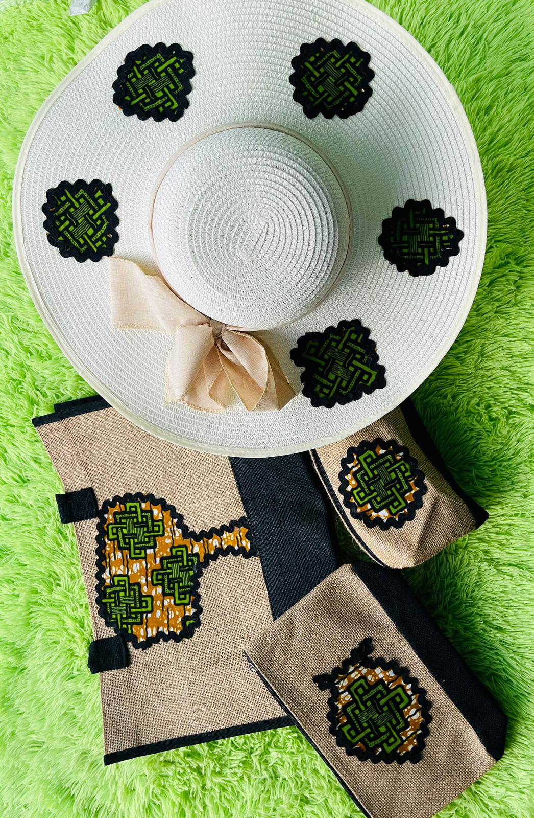 White Kente Crown Hat
