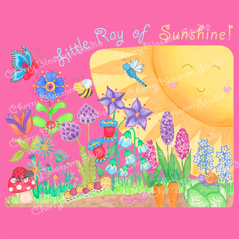 Toddler girl clothes: Pink T shirt "Little Ray of Sunshine” Girl T shirt with Rainbow Tutu