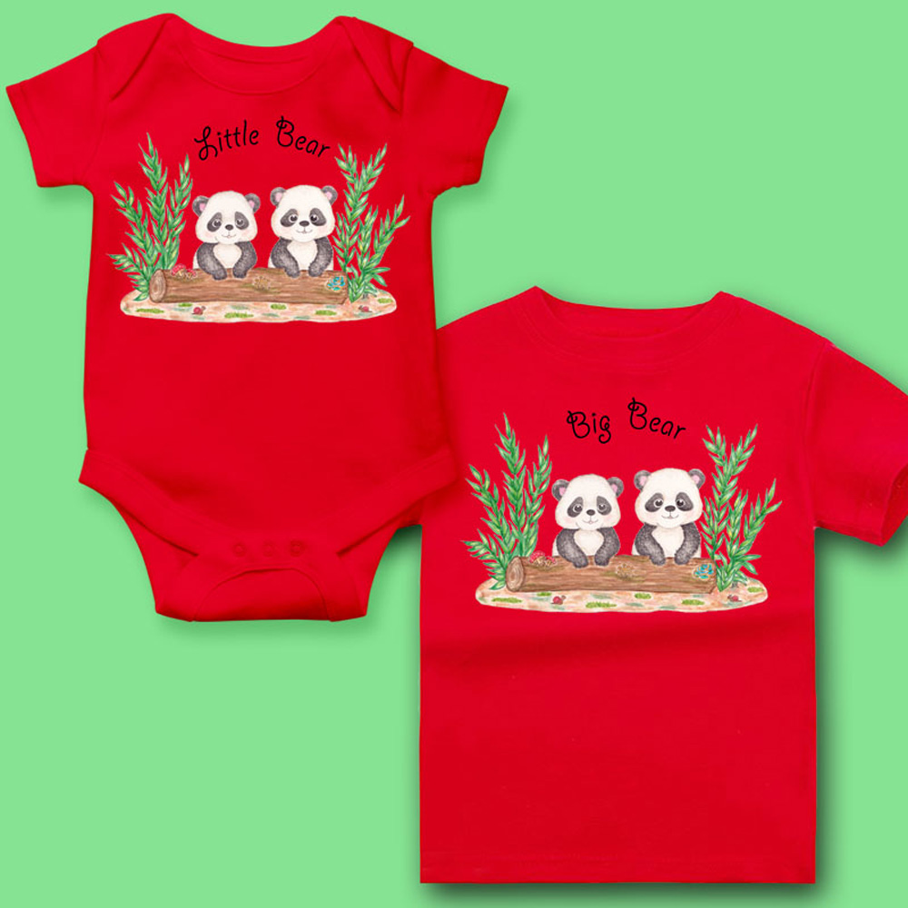 Brother and Sister Matching Outfits: Panda Onsie and Matching T shirts for Siblings