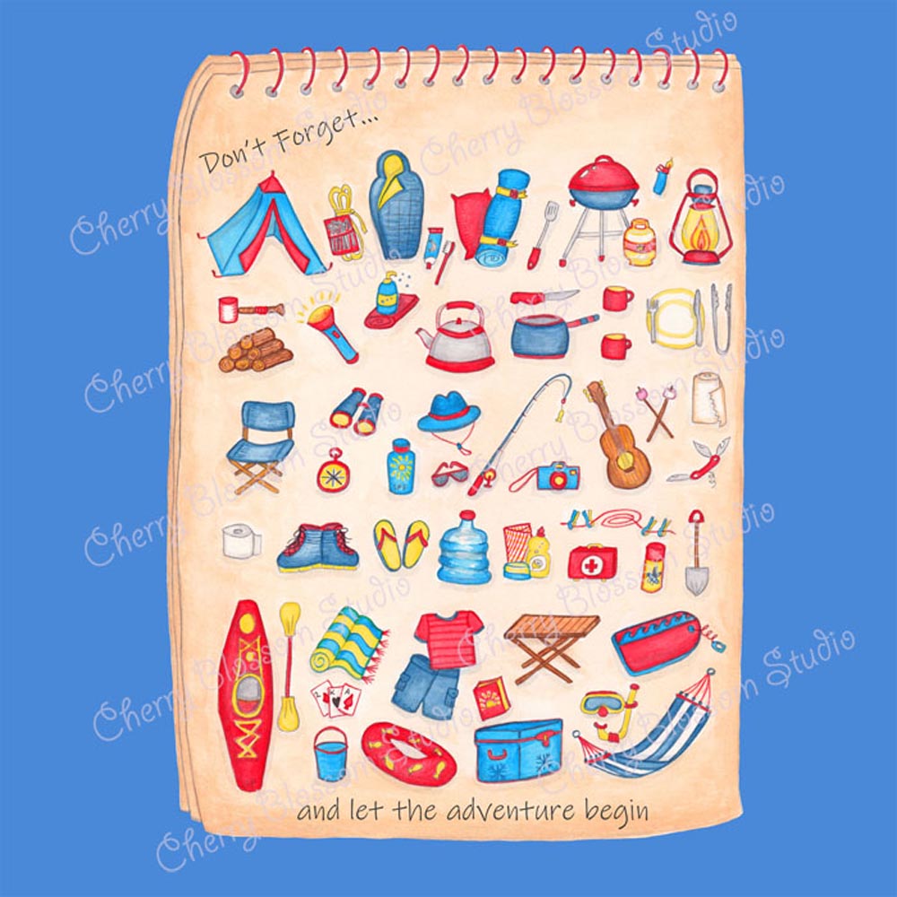 Blue T shirt: Boys T shirts "Camping List" Royal Blue colour T shirt. Camping shirts, father and son matching t shirts, camping gifts, children t shirt