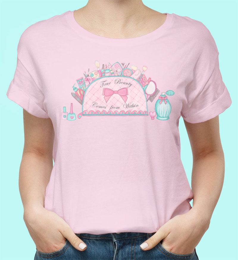 Pink Tshirt: Womens graphic tees "True Beauty Comes From Within" Pink T shirts; Pink graphic tee, Cotton T shirts women, Teenage t shirts, teen girl gifts