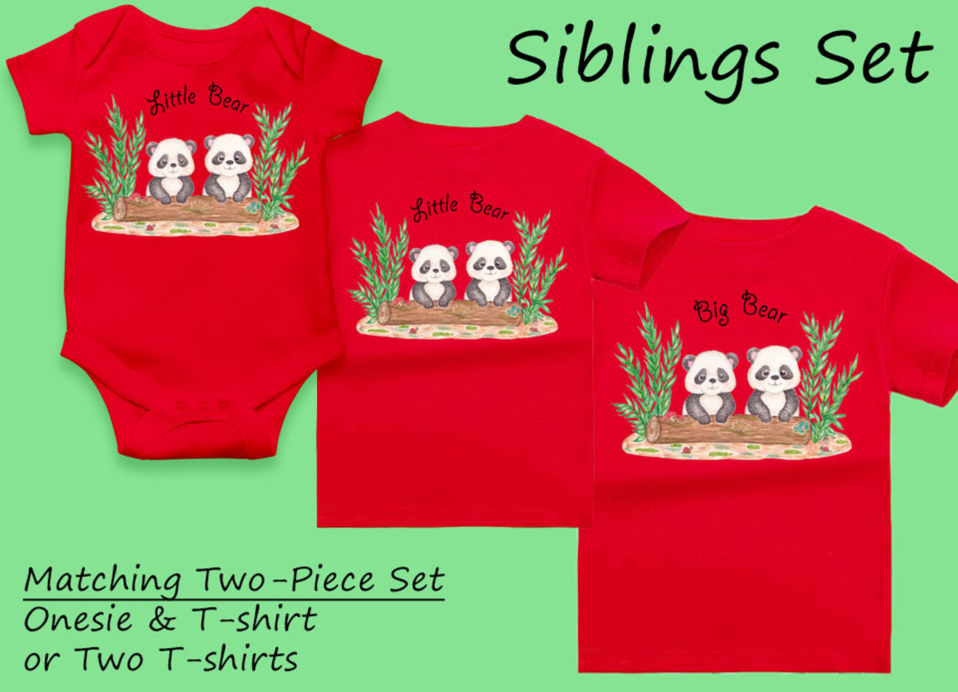 Brother and Sister Matching Outfits: Panda Onsie and Matching T shirts for Siblings