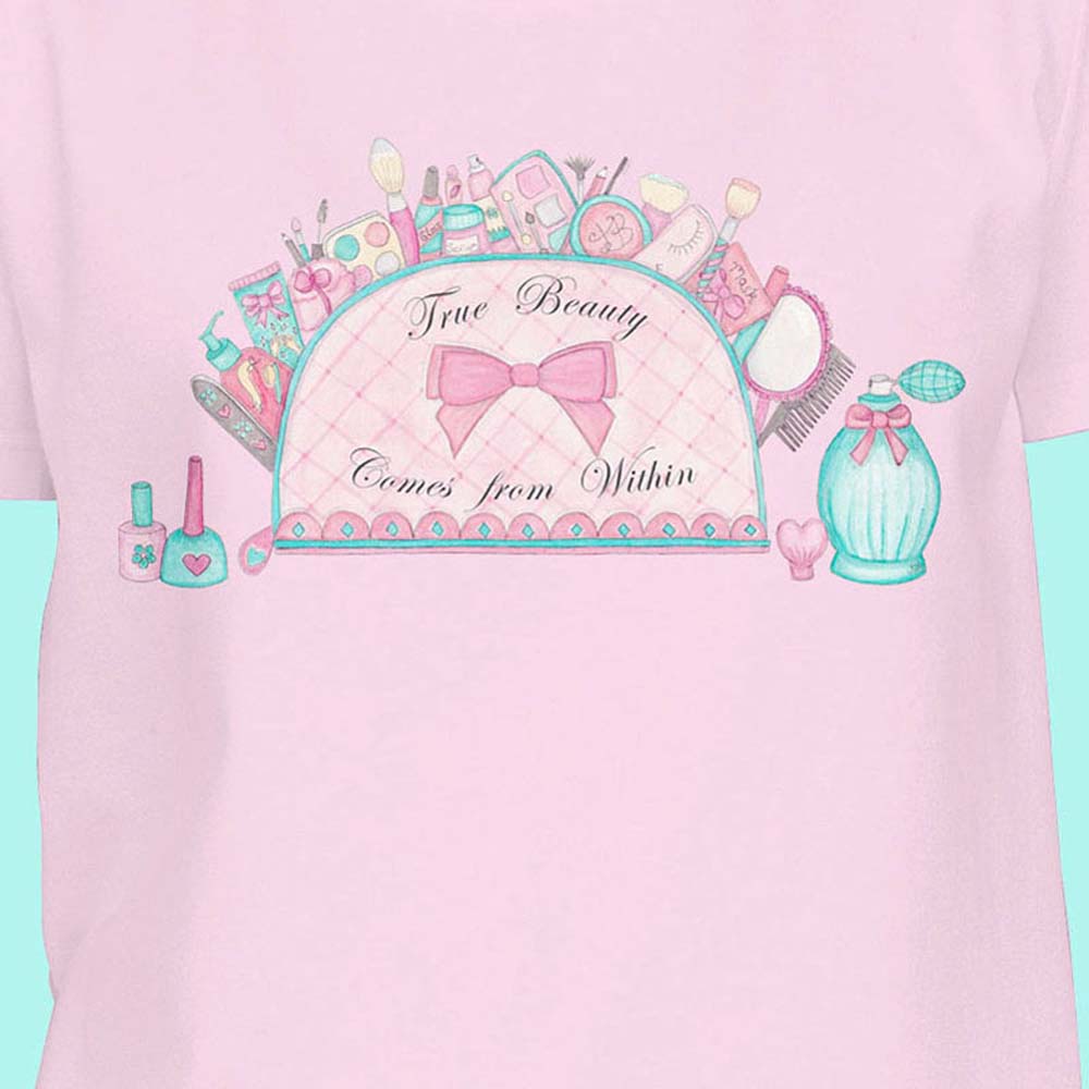 Women's T shirts: Pink T shirt "True Beauty Comes From Within" Womens graphic tees