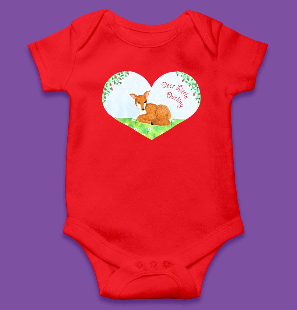 Baby Girl Gifts: Baby Girl Clothes "Deer Little Darling" Red Bodysuit and Muslin Swaddle Wrap