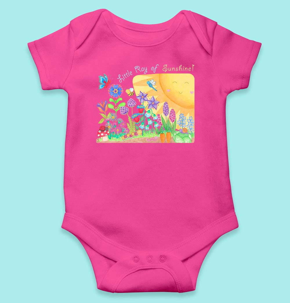 Baby Girl Clothes: Baby Girl Rompers "Little Ray of Sunshine" with Rainbow Tutu and Flower Baby Headband