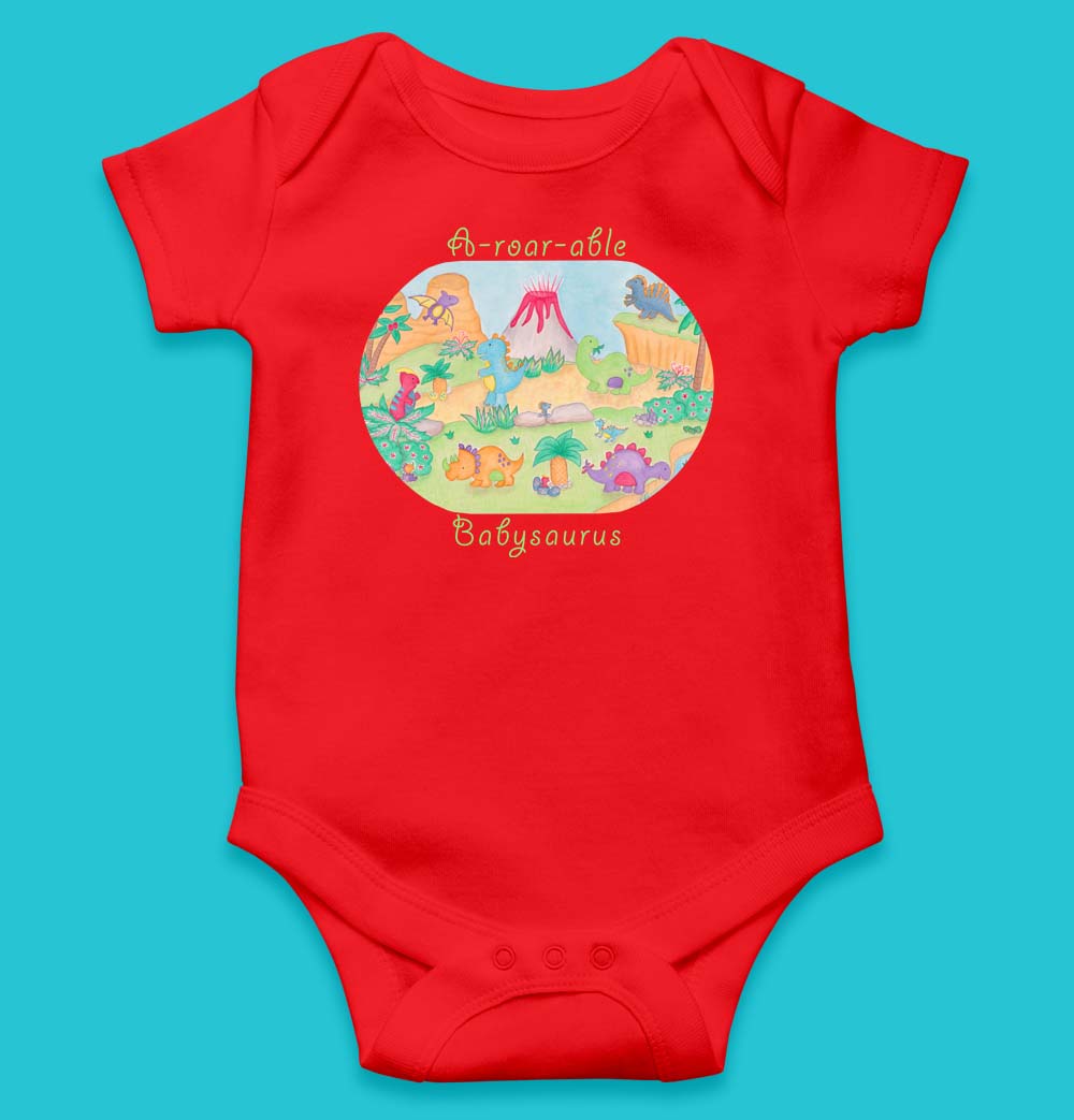 Baby Boy Gifts: Baby Boy Clothes "A-roar-able Babysaurus" Dinosaur Onesie with Baby Muslin Wrap