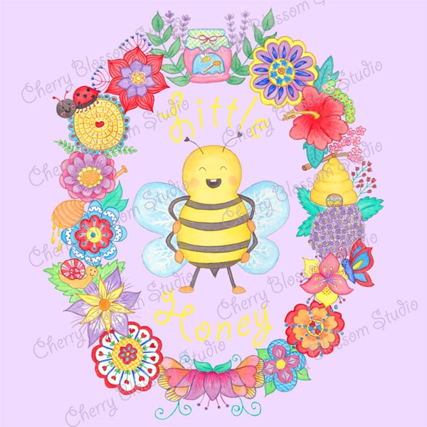 Toddler girl clothes: Cute T shirts "Little Honey” Girl T shirt with Cute Bee and Flowers
