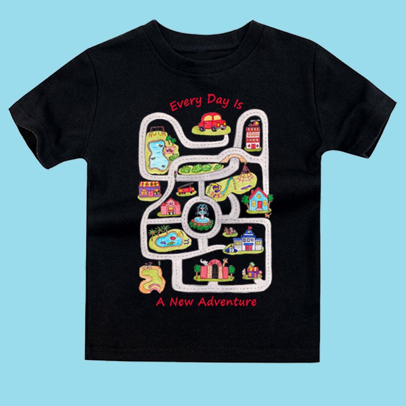Toddler boys clothes: Boys T shirts “Every Day Is A New Adventure” Car T shirt with Road Map