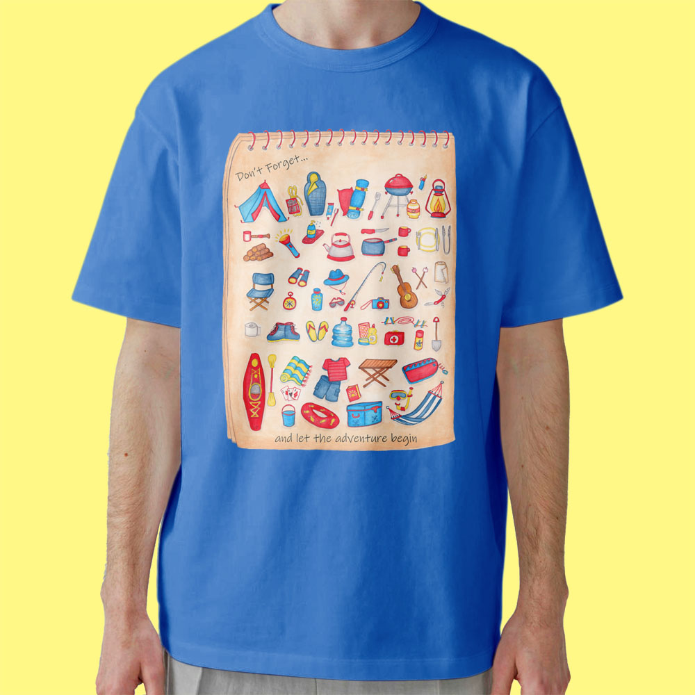 Camping shirts: Blue T shirt "Camping List" Royal blue colour T shirt, Camping tee shirts, Mens Tshirt, Graphic tees women, Camping gifts