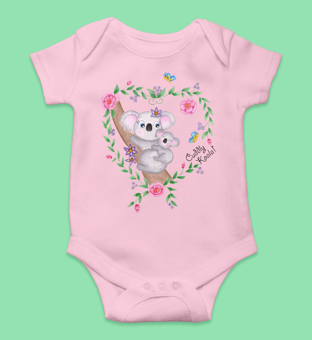 Tutu outfits for newborns: Pink newborn onesie "Cuddly Koala" Koala onesie