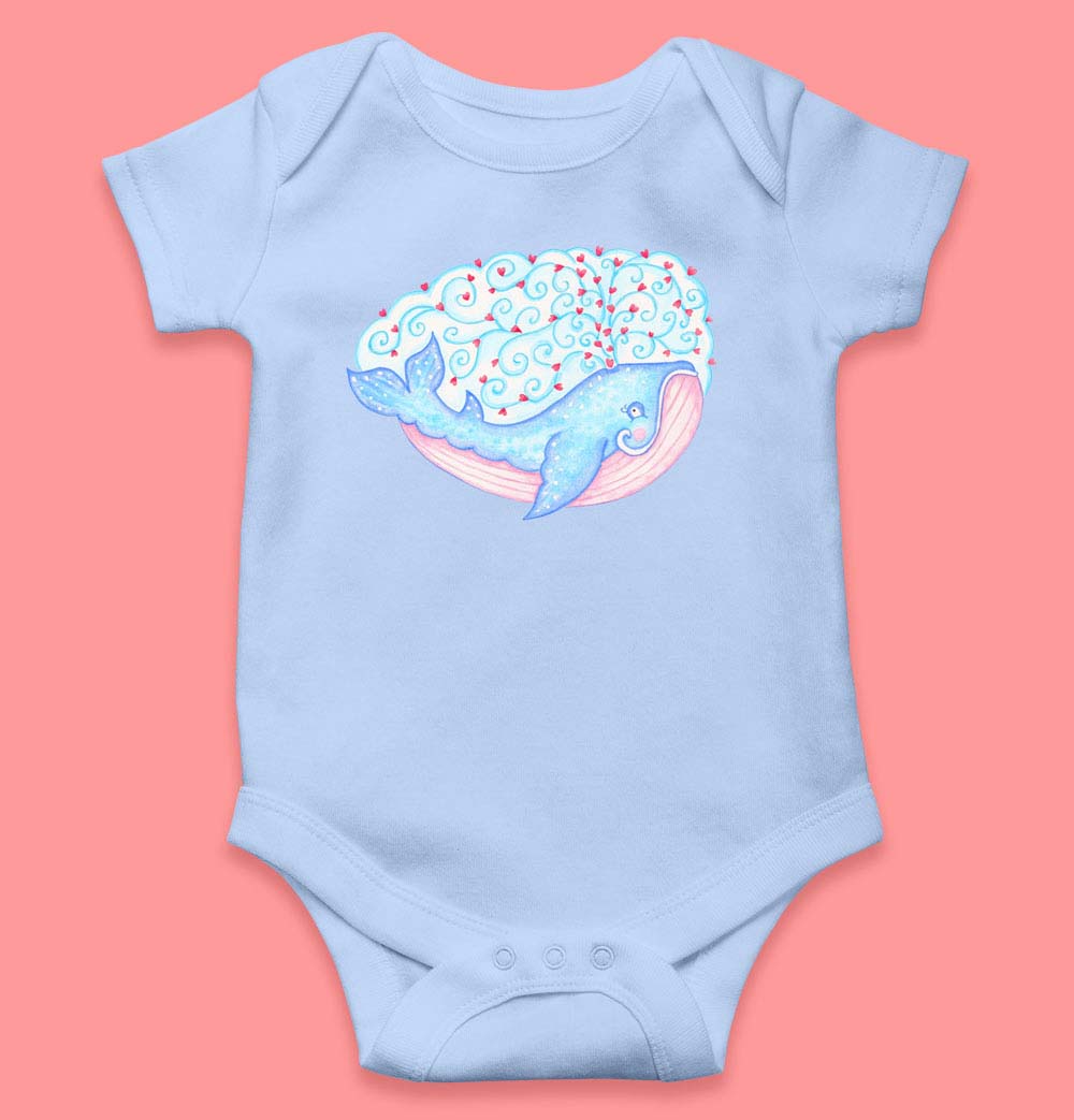 Baby Shower Gifts: Unisex Baby Clothes 'Whaley Loved' Blue Baby Romper with Muslin Swaddle Wrap