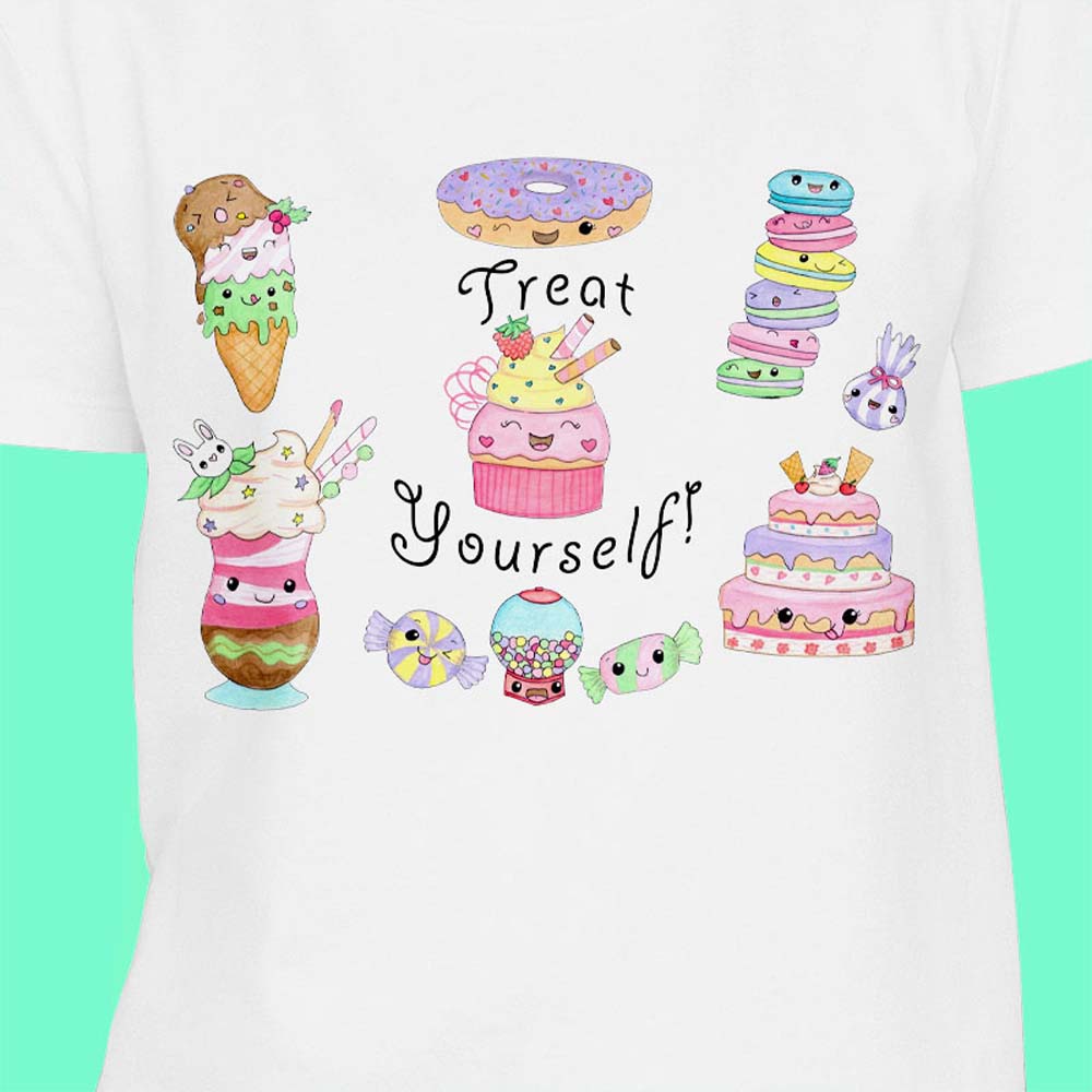 Matching Family T Shirts: Cute T shirts “Treat Yourself” Matching Mum and Daughter Clothes 