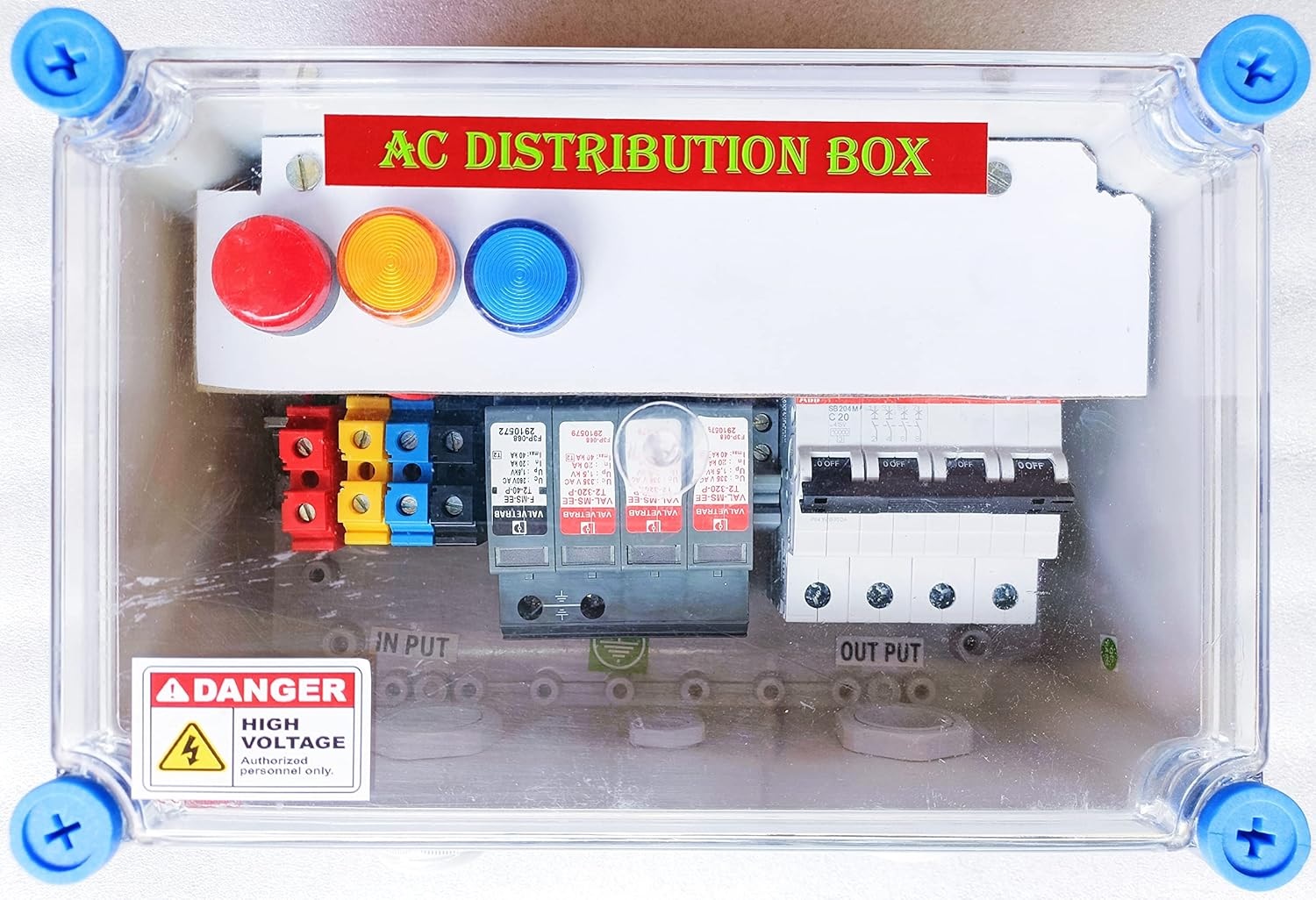 Sun sparkle ACDB 3 PHASE 10KW 32A MCB 4P SPD AC DISTRIBUTION BOX for solar panel