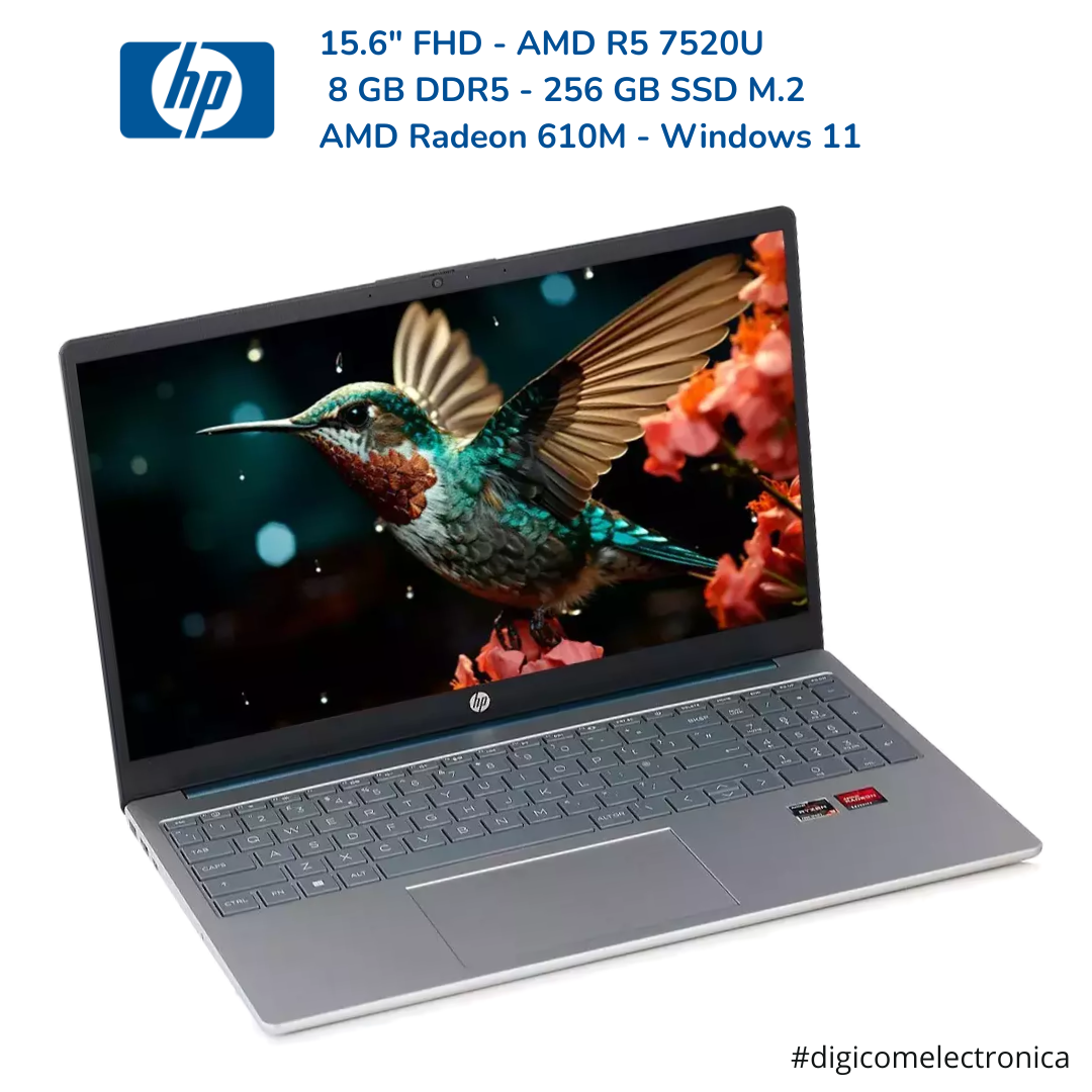 HP 15-FC0037WM 15.6" FHD AMD Ryzen 5 7520U 8 GB 256 GB SSD - Blue