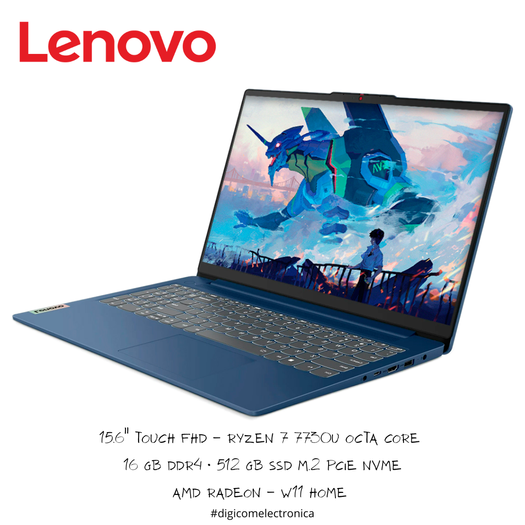 Lenovo Slim 3 82XM00BAUS 15.6" Touch FHD AMD Ryzen 7 7730U 16 GB DDR4 512 GB SSD - Azul