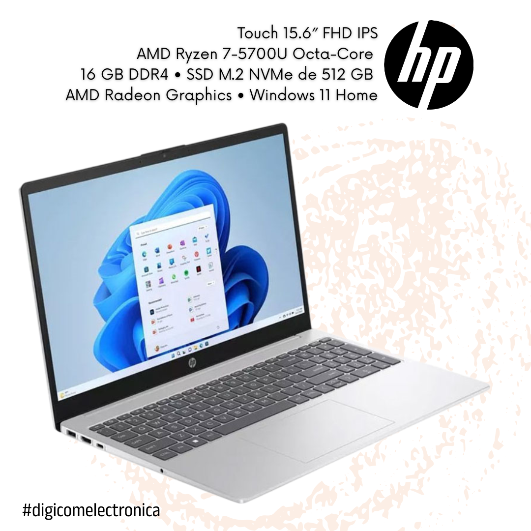HP 15-ef2747wm 15.6" AMD Ryzen 7-5700U 16 GB DDR4 512 GB SSD Touch