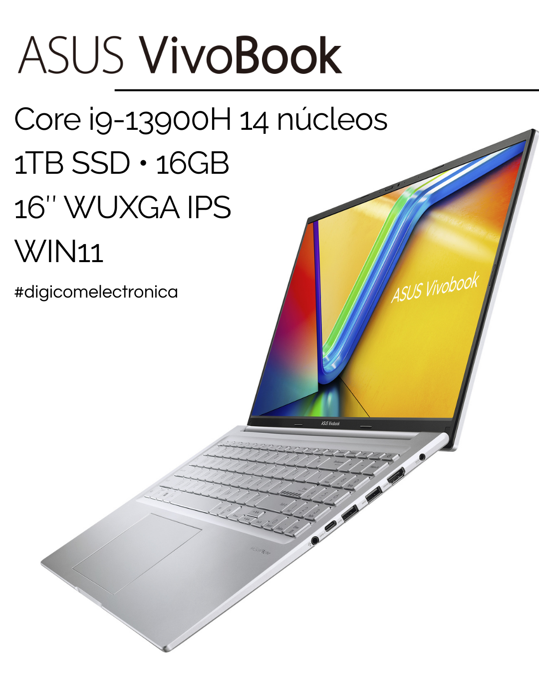ASUS Vivobook F1605VA-WS96 16" WUXGA  Intel® Core™ i9-13900H 16 GB 1 TB Windows 11 Home Plata 