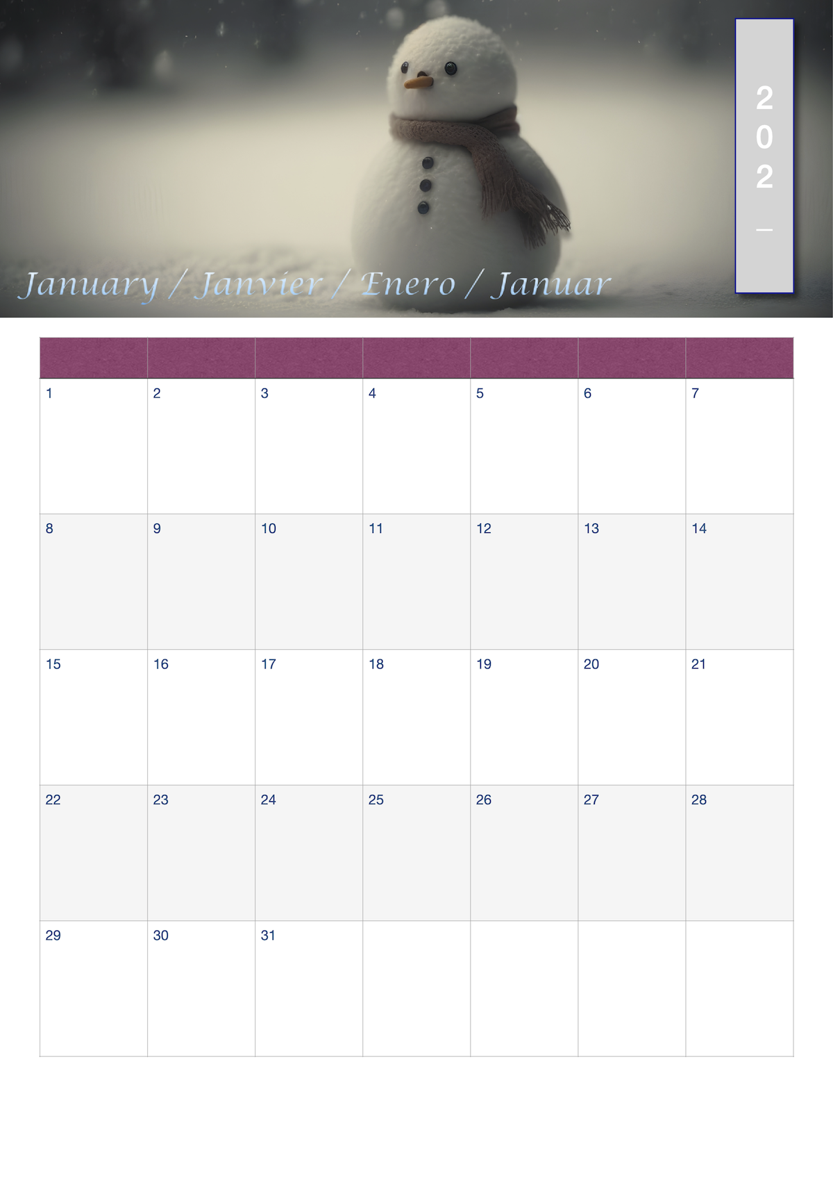 Calendrier PDF Personnalisable sur 12 Mois - Imprimez à Volonté!