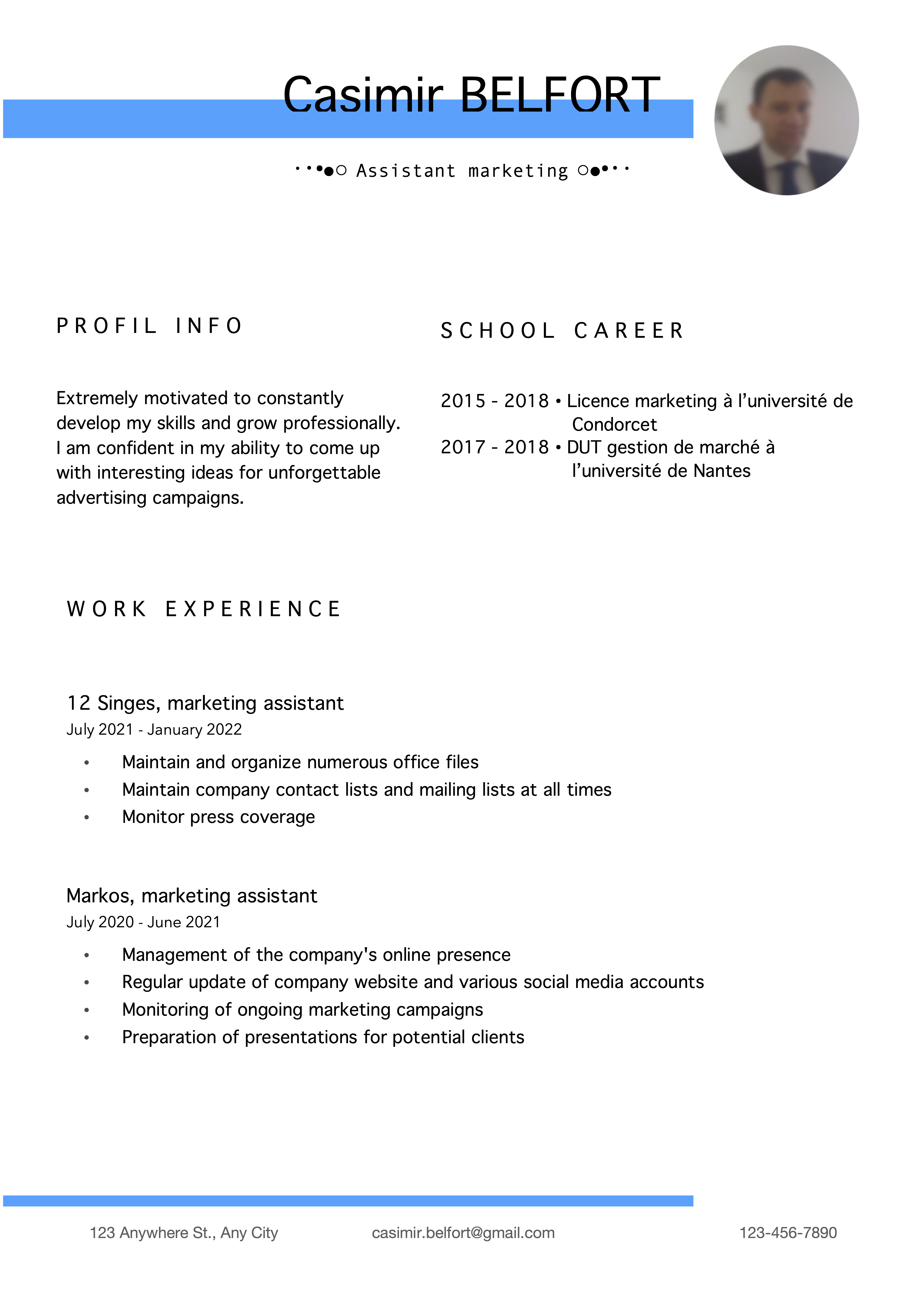 Curriculum vitae (CV) for Word, simple, refined, effective, original and in color.