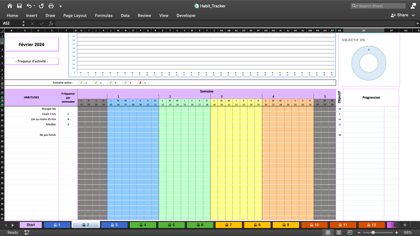 Habit Tracker: Track your habits (Excel or Google Sheets)