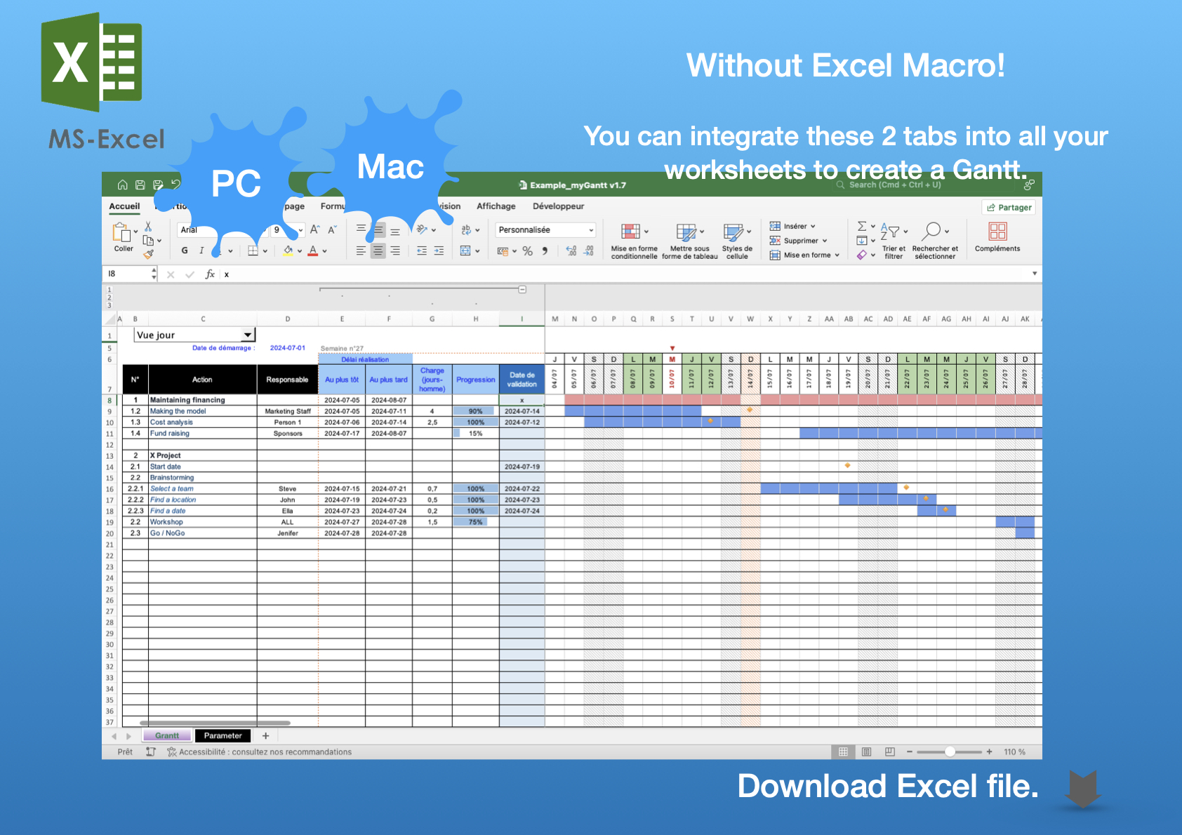 myGantt: Customizable Excel Gantt, Task Planner, Project Manager