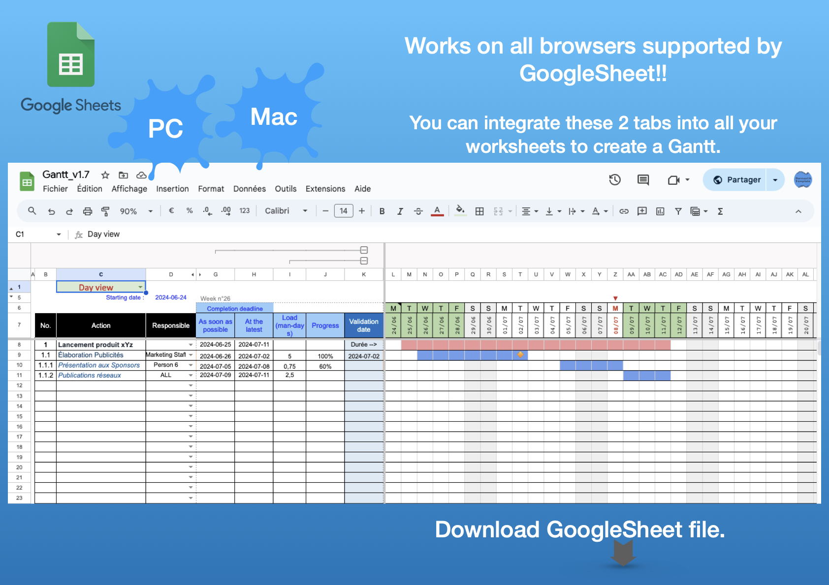myGantt: Customizable GoogleSheet Gantt, Task Planner, Project Manager