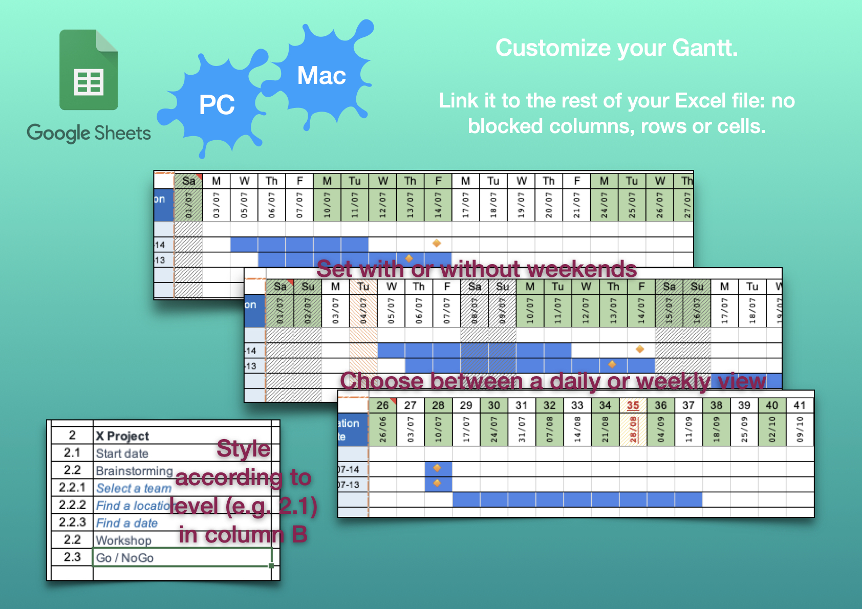 myGantt: Customizable GoogleSheet Gantt, Task Planner, Project Manager