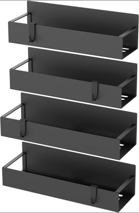  Click image to open expanded view        4 Pack Magnetic Spice Storage Rack Organizer for Refrigerator and Oven, Black Fridge Organizers and Storage