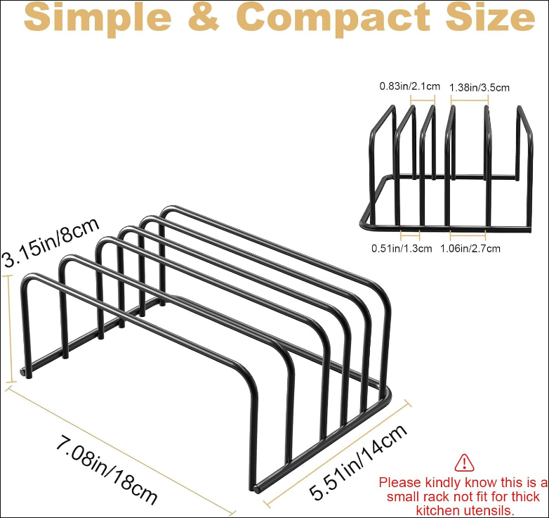 Cutting Board Organizer, [2-Pack] Cutting Board Holder Rack Baking Cookie Pan Sheets Cooling Small Racks Storage Stand for Kitchen Cabinet Countertop Bakeware Organizer 7.08 x 5.51 x 3.15 in