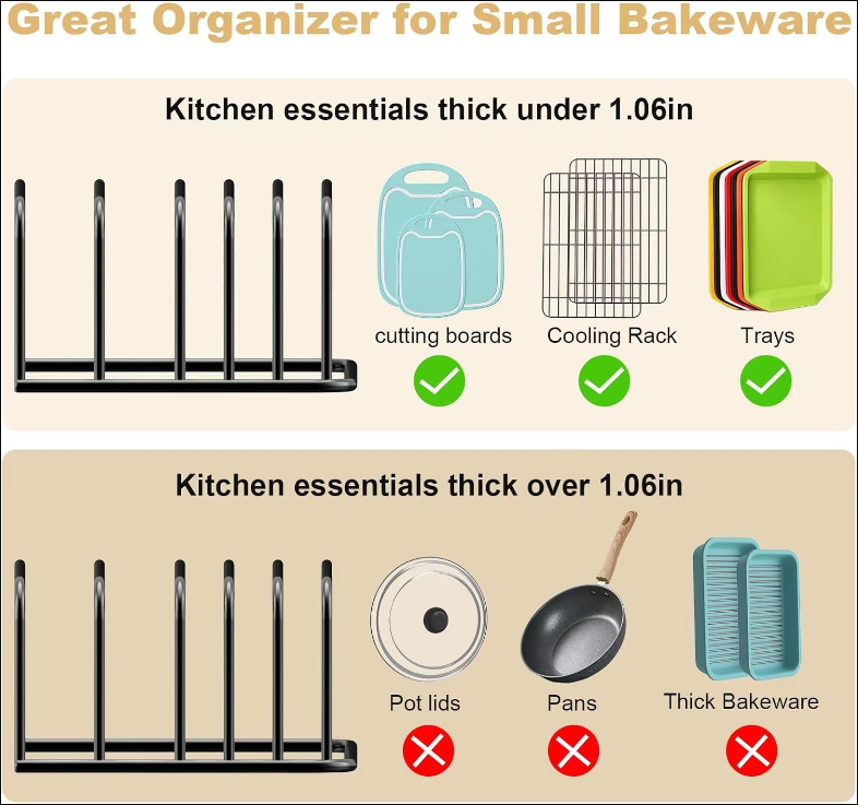 Cutting Board Organizer, [2-Pack] Cutting Board Holder Rack Baking Cookie Pan Sheets Cooling Small Racks Storage Stand for Kitchen Cabinet Countertop Bakeware Organizer 7.08 x 5.51 x 3.15 in