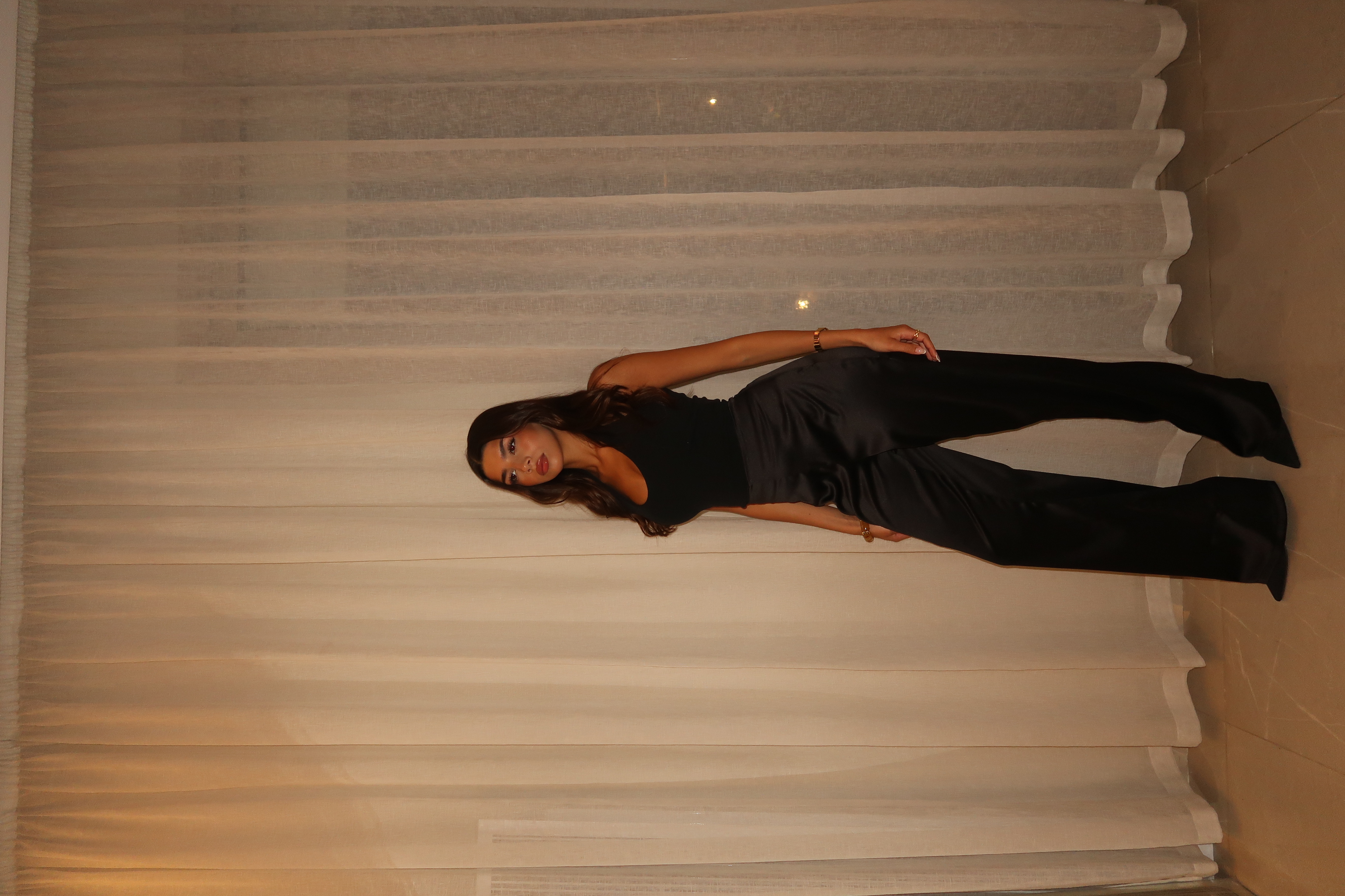 Black Sleek Satin Trousers