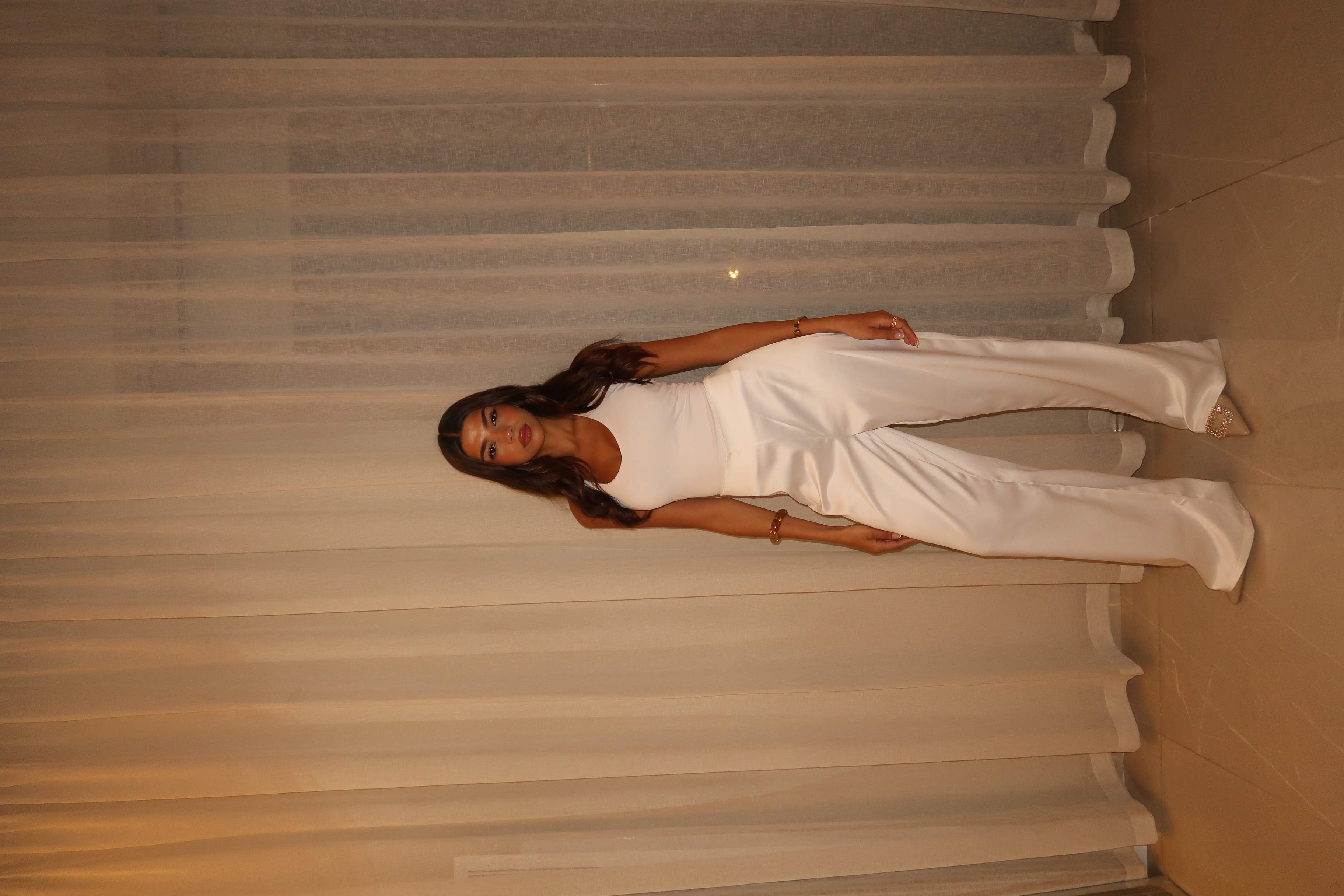 White Sleek Satin Trousers