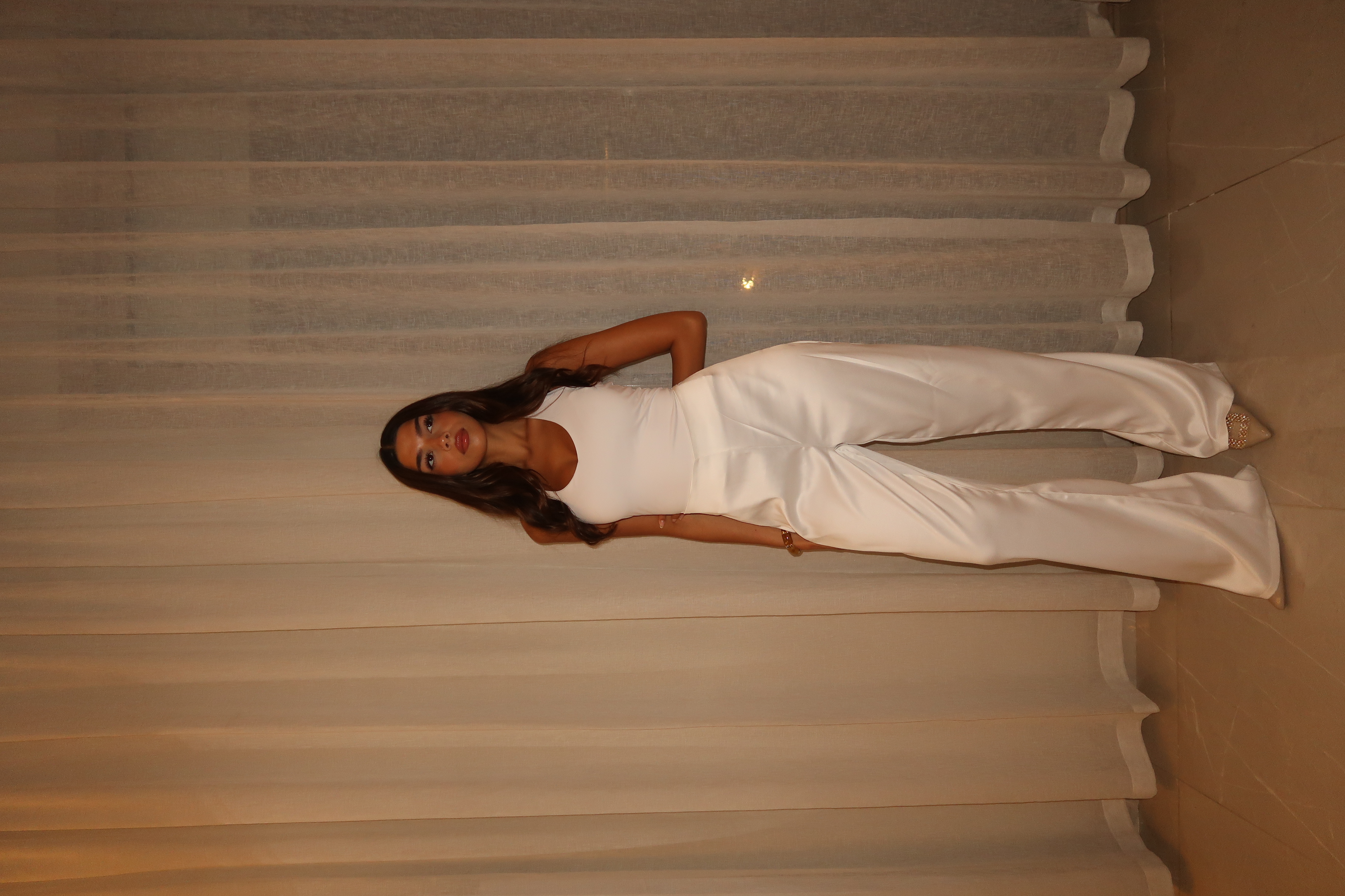 White Sleek Satin Trousers