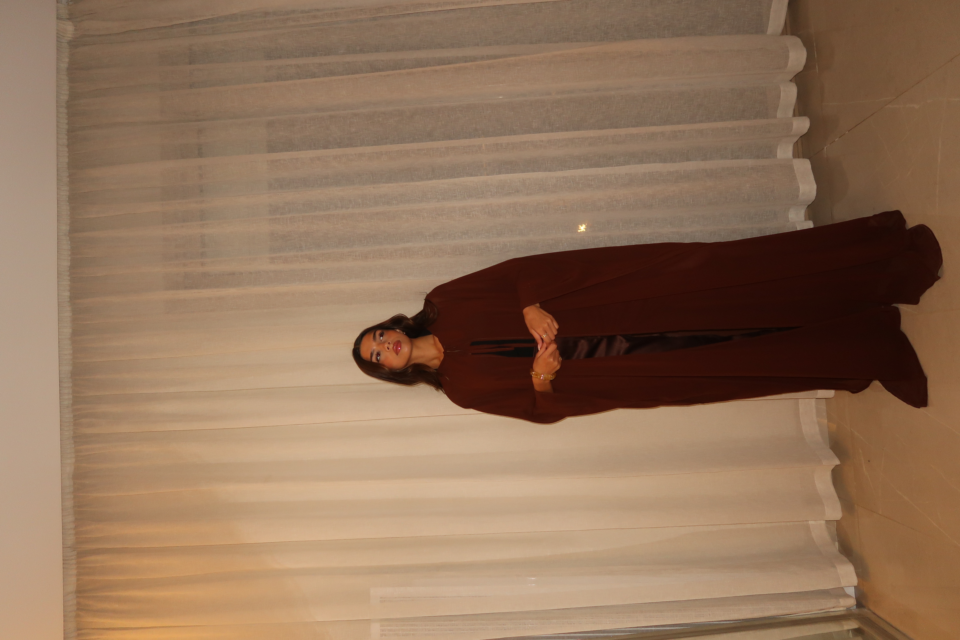 Brown Layal Cape Set 